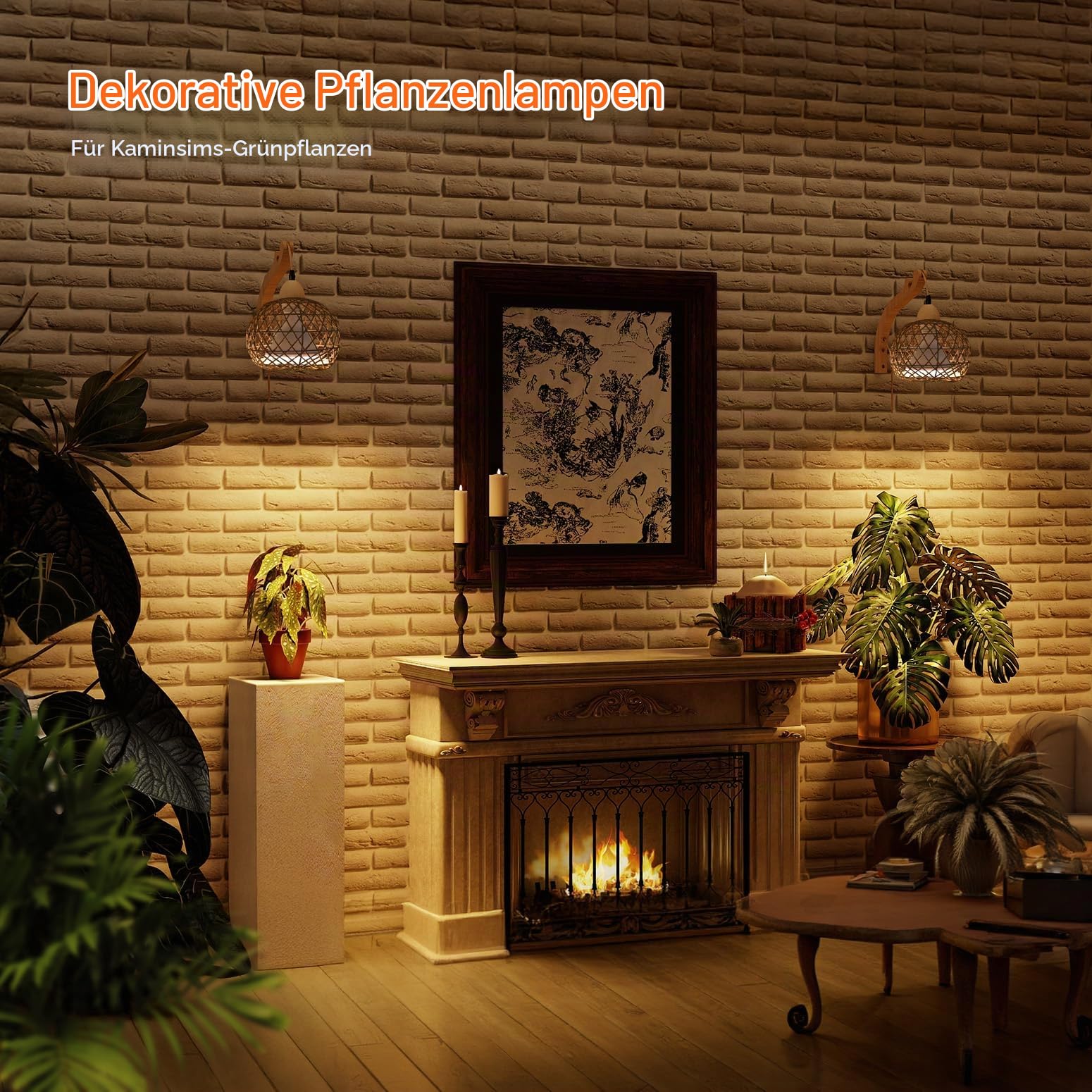 Bstrip Wand-Pflanzenlampe mit Boho-Rattanschirm, 18W, 3800K