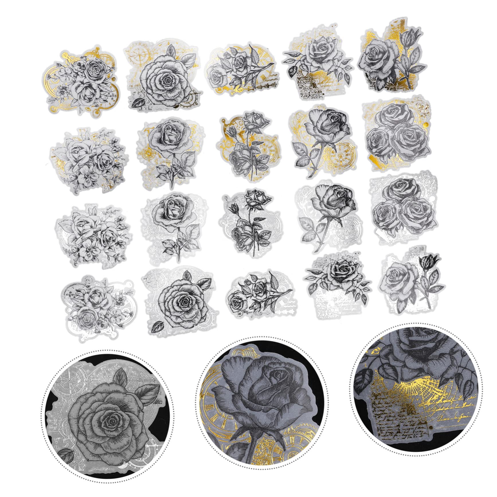 OSALADI 5 Stück 2 Retro Blumenaufkleber Scrapbooking Planer Junk -Journale UV Sammelalbum Tagebuchaufkleber Washi-Aufkleberpapier Briefpapier Aufkleber Lackmuspapier