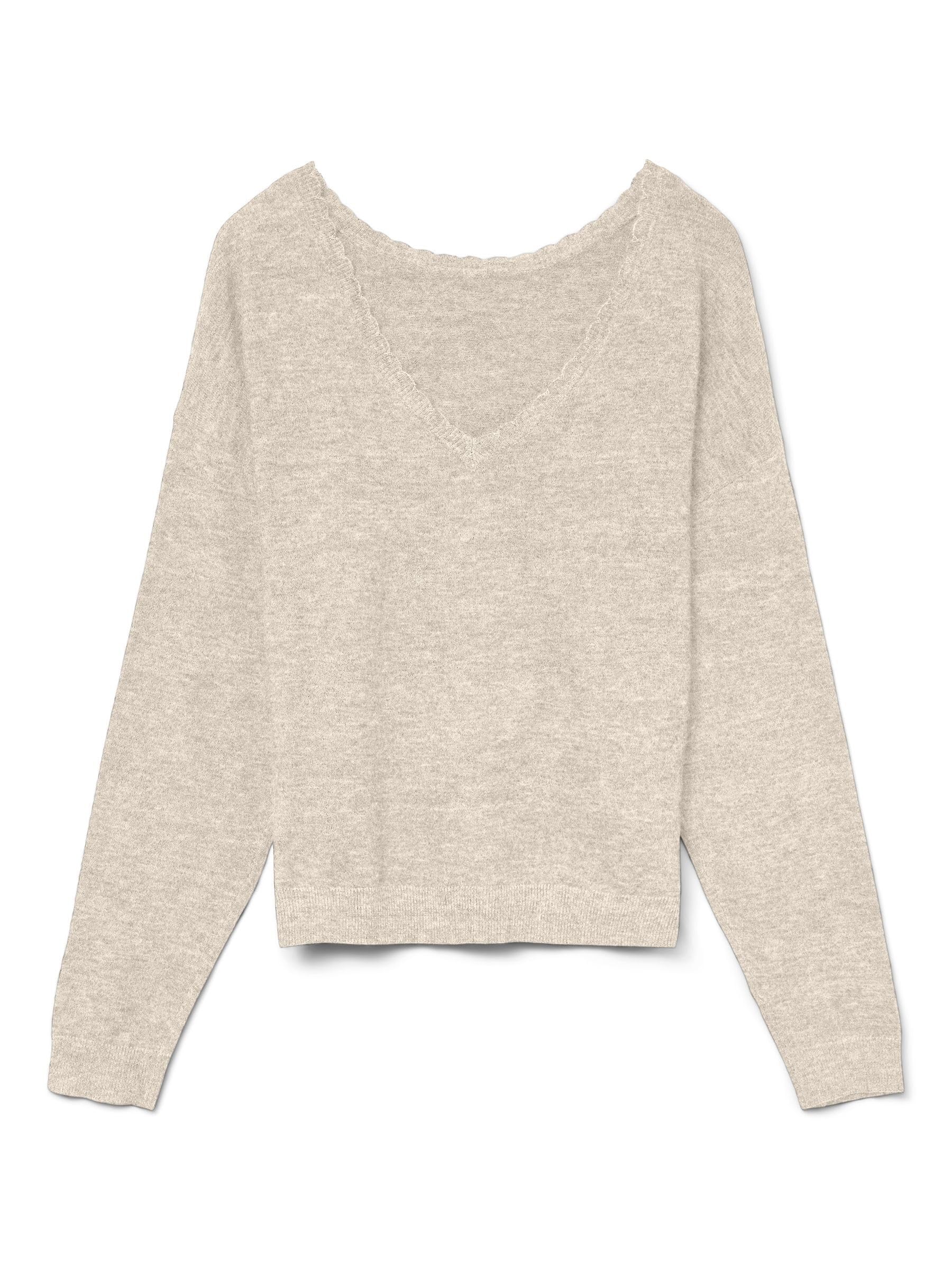 VERO MODA Vmmarina Ls 2-Way V-Neck Pullover Noos, Birch, S