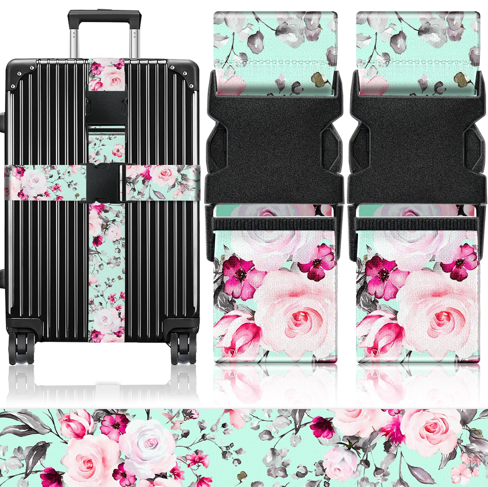 Slohif Luggage Straps for Suitcases Travel Belt Accessories Luggage Connector Identifiers Over Handle with Buckle Unique Nylon Adjustable Strap for