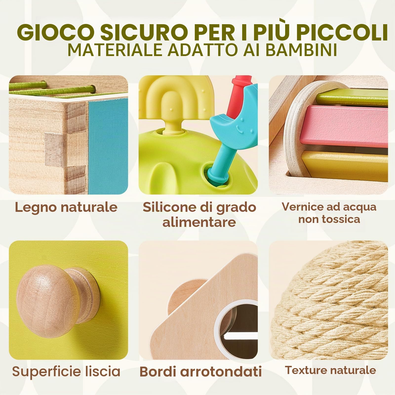 Giant bean Montessori giocattolo a partire dai 6 ai 12 mesi, giocattolo Montessori, torre impilabile, giocattolo sensoriale, puzzle a specchio, scatola permanente per oggetti, regalo per bambini dai 6