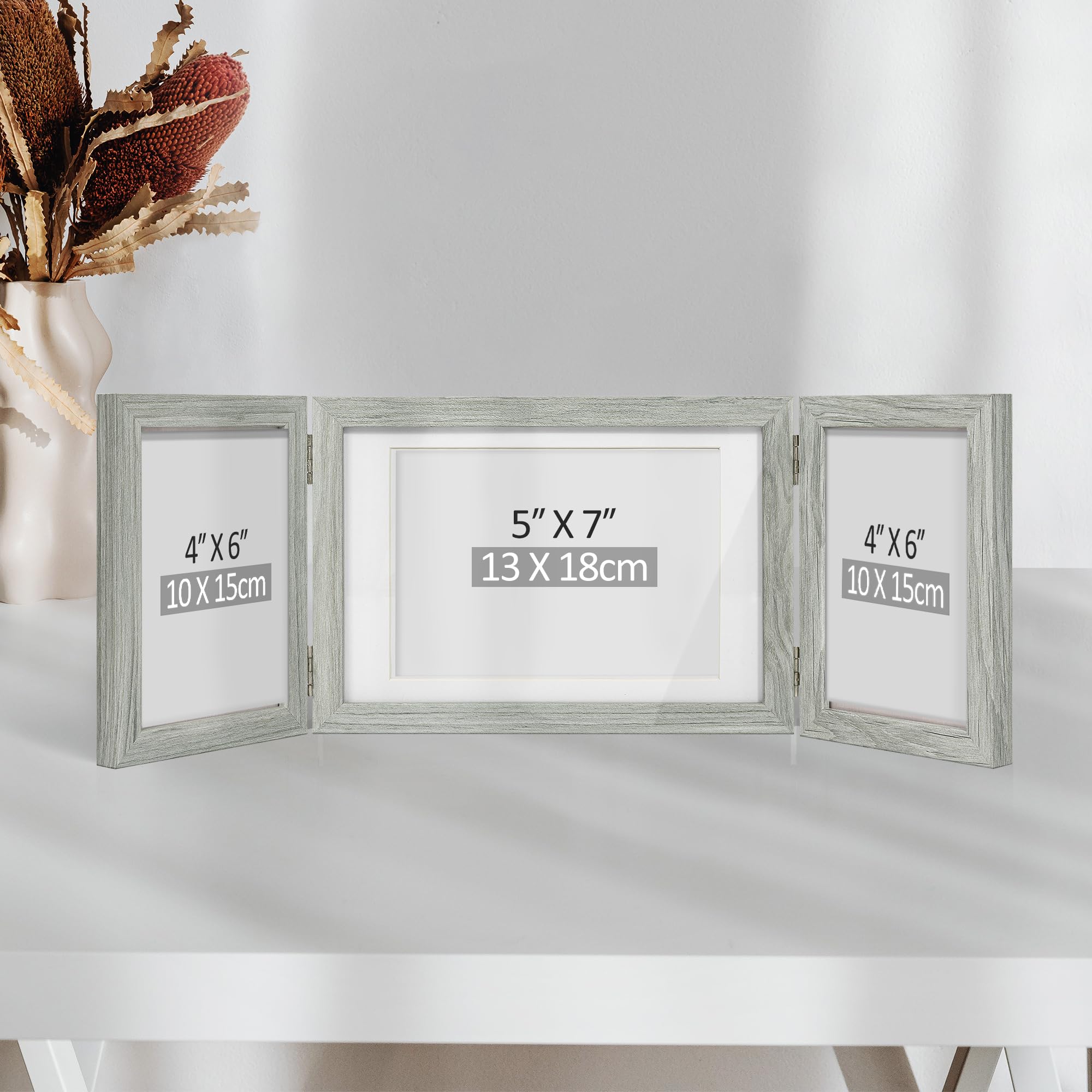 Afuly Cornice Per Foto Collage in Legno Grigio 3 Immagini Per Foto 13x18 e 10x15 Cornice Per Foto Multipla Decorativa Rustica Regalo Per La Famiglia
