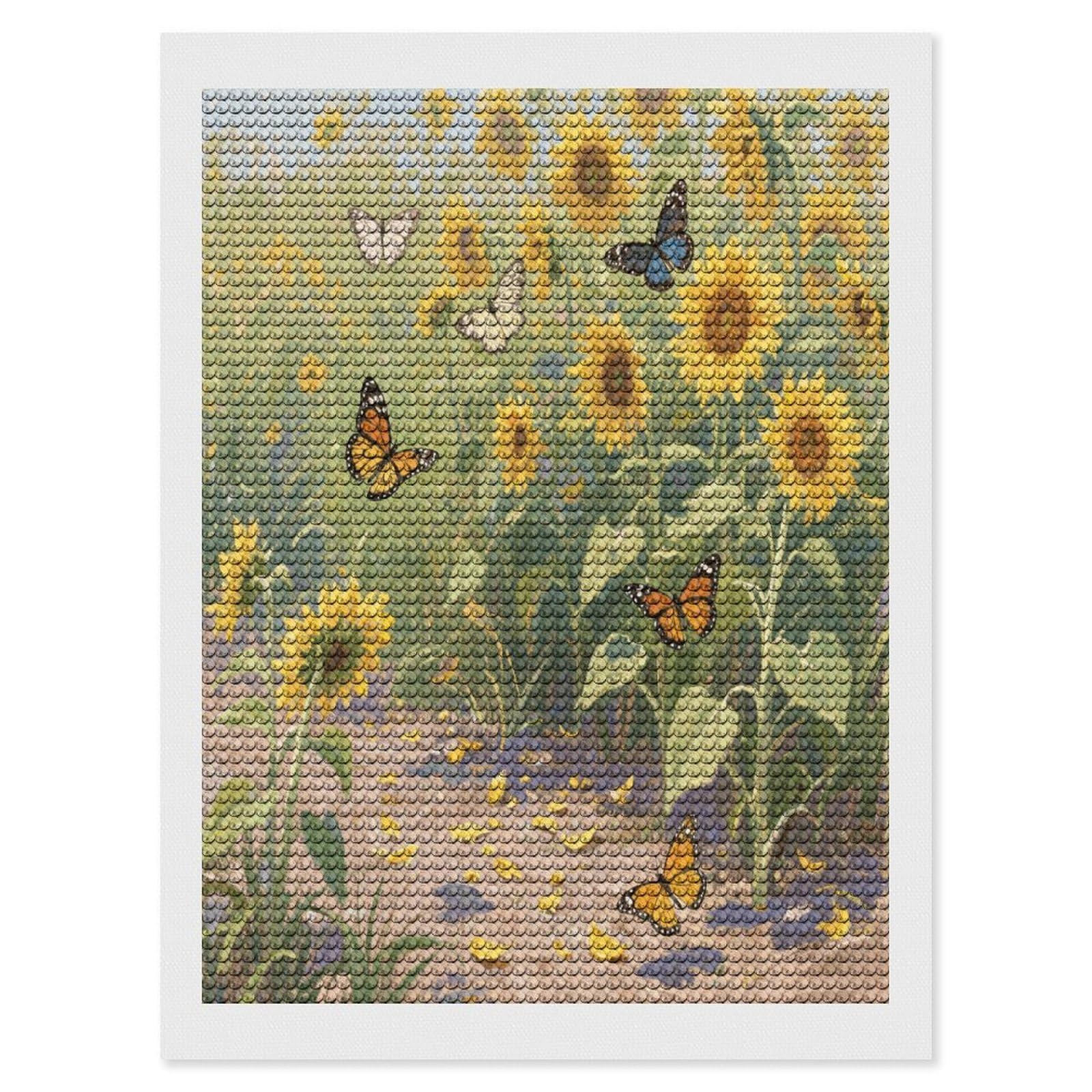 FekiLoot Sunflowers Print Paint by Numbers Kit for Adults Beginner DIY Diamond Dots Paintings Round Full Drill Diamond Art Kits Picture Diamond Art Painting Kits for Home Decor 12"x16"