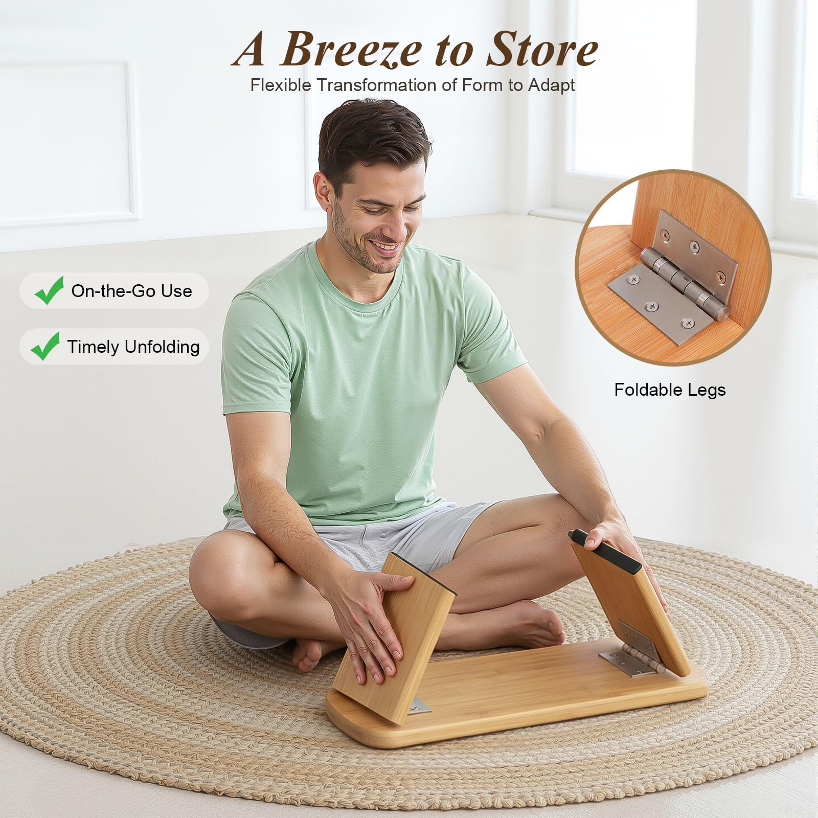 Banc de méditation pliable ergonomique avec assise rembourrée, tapis de méditation, chaise de méditation, chaise de yoga, tabouret avec capacité de charge de 180 kg et angle d'inclinaison vers