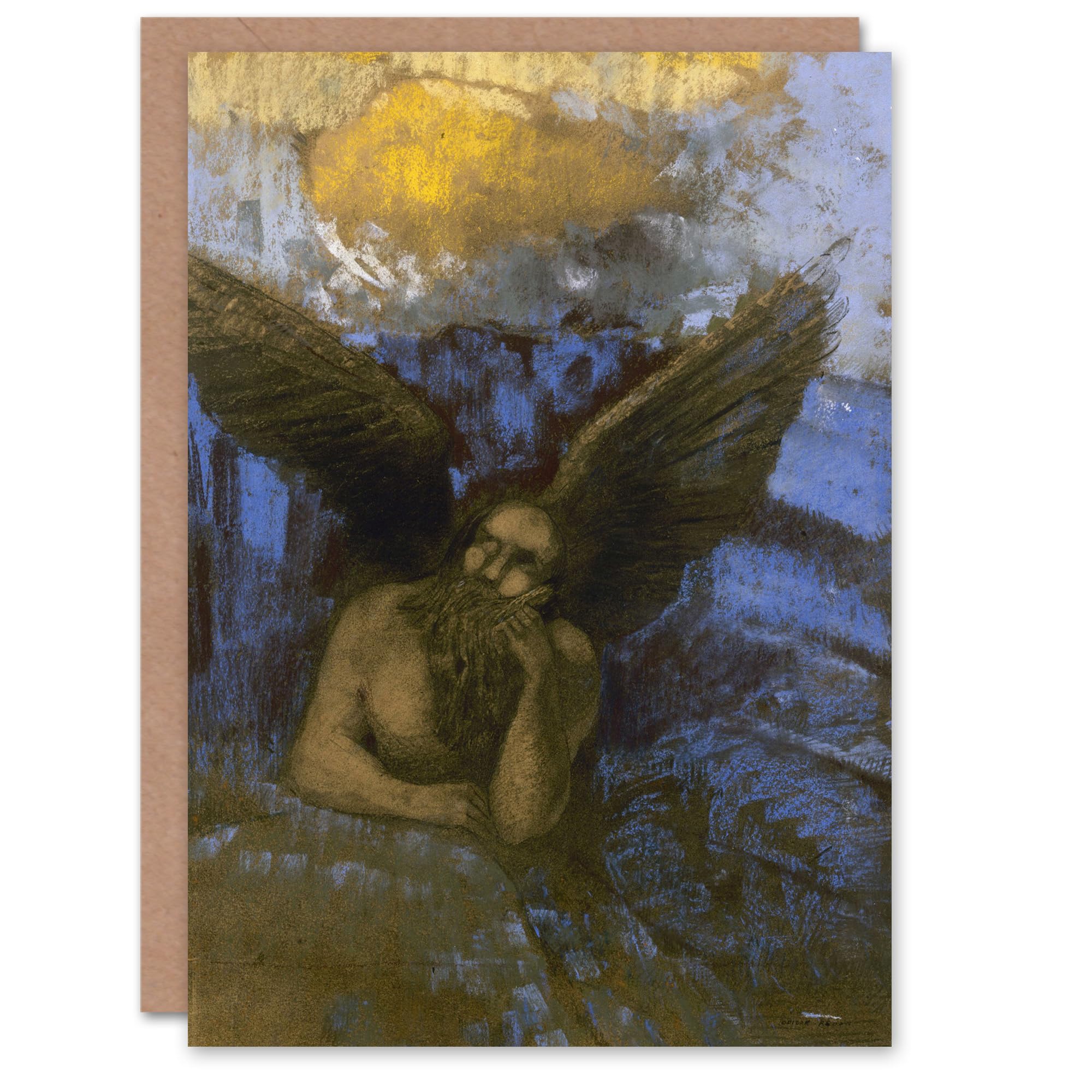 Artery8 Odilon Redon Art Card Old Angel Winged Sphinx Painting