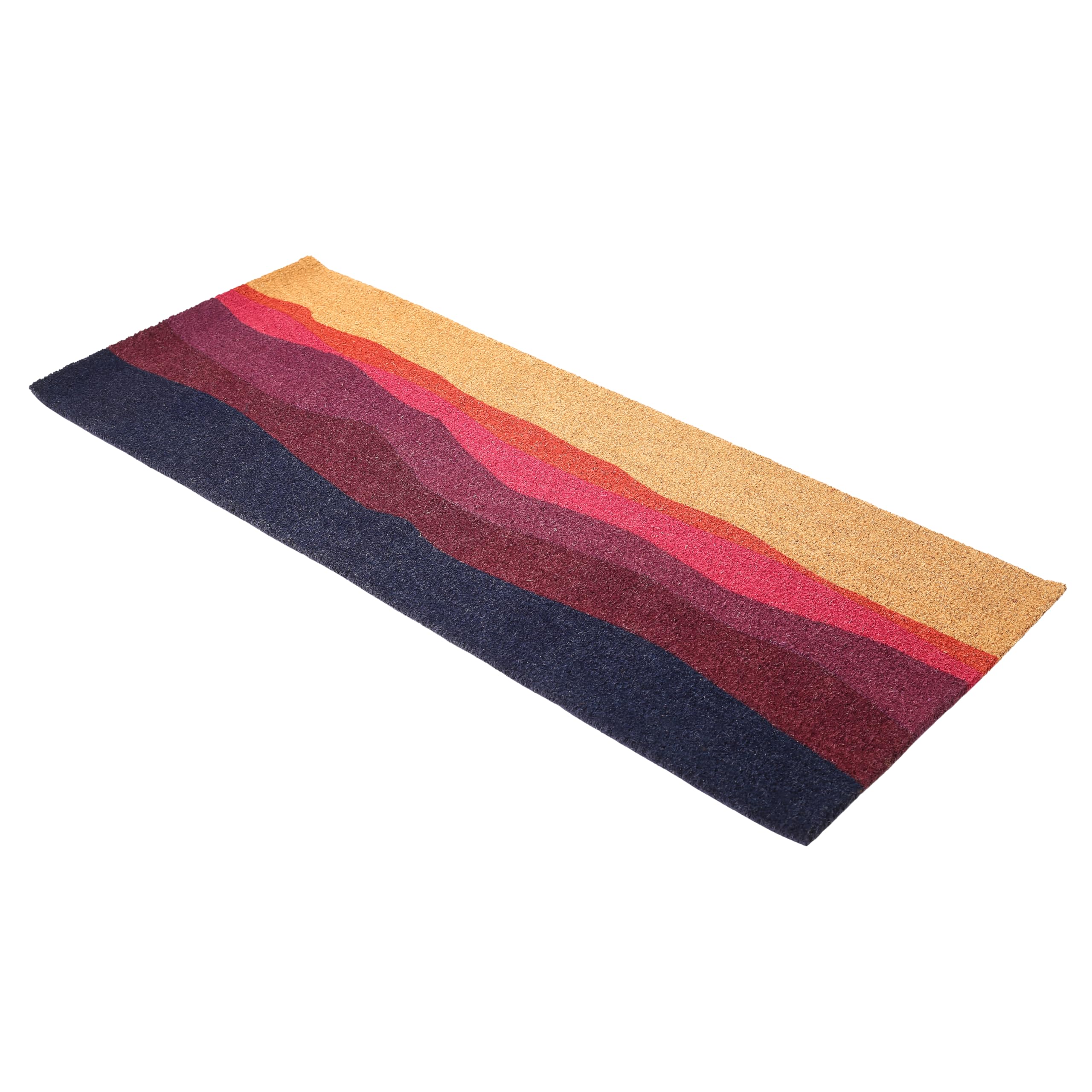 Fab Habitat Geometric Abstract Nature Non Slip Doormat Thin - Handwoven, Durable - Natural Coir - Entryway, Front Door, Porch, Patio - Shades of Dawn