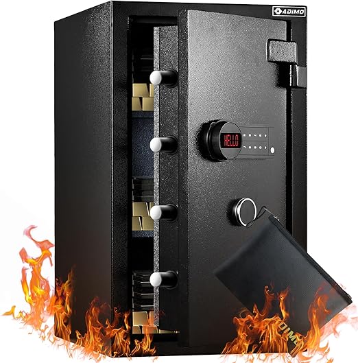 ADIMO Heavy-Duty Fireproof Safe Box 3.47 Cu. Ft., Large Safe with Digital Keypad for Cash, Jewelry & Documents, Home Fire Proof Money Box w/Document Fireproof Waterproof Bag for Added Security