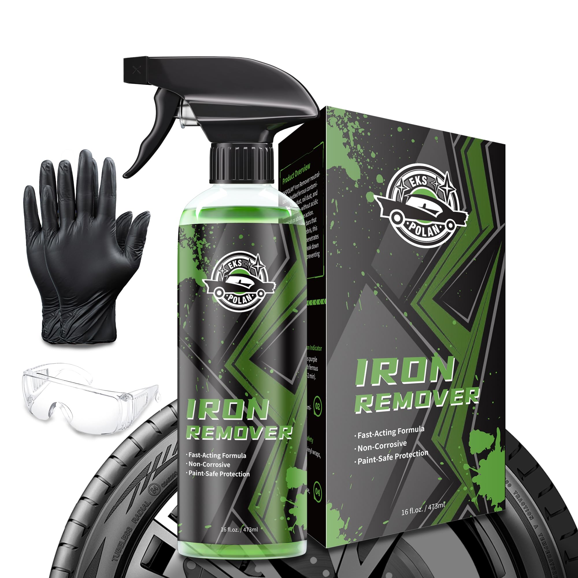 EKSPOLAN Iron Remover Car Detailing – Iron Decon Spray, Pulls Out Brake Dust, Rust & Fallout -Effective on Wheels & Paint,pH Neutral Formula - 16 fl.
