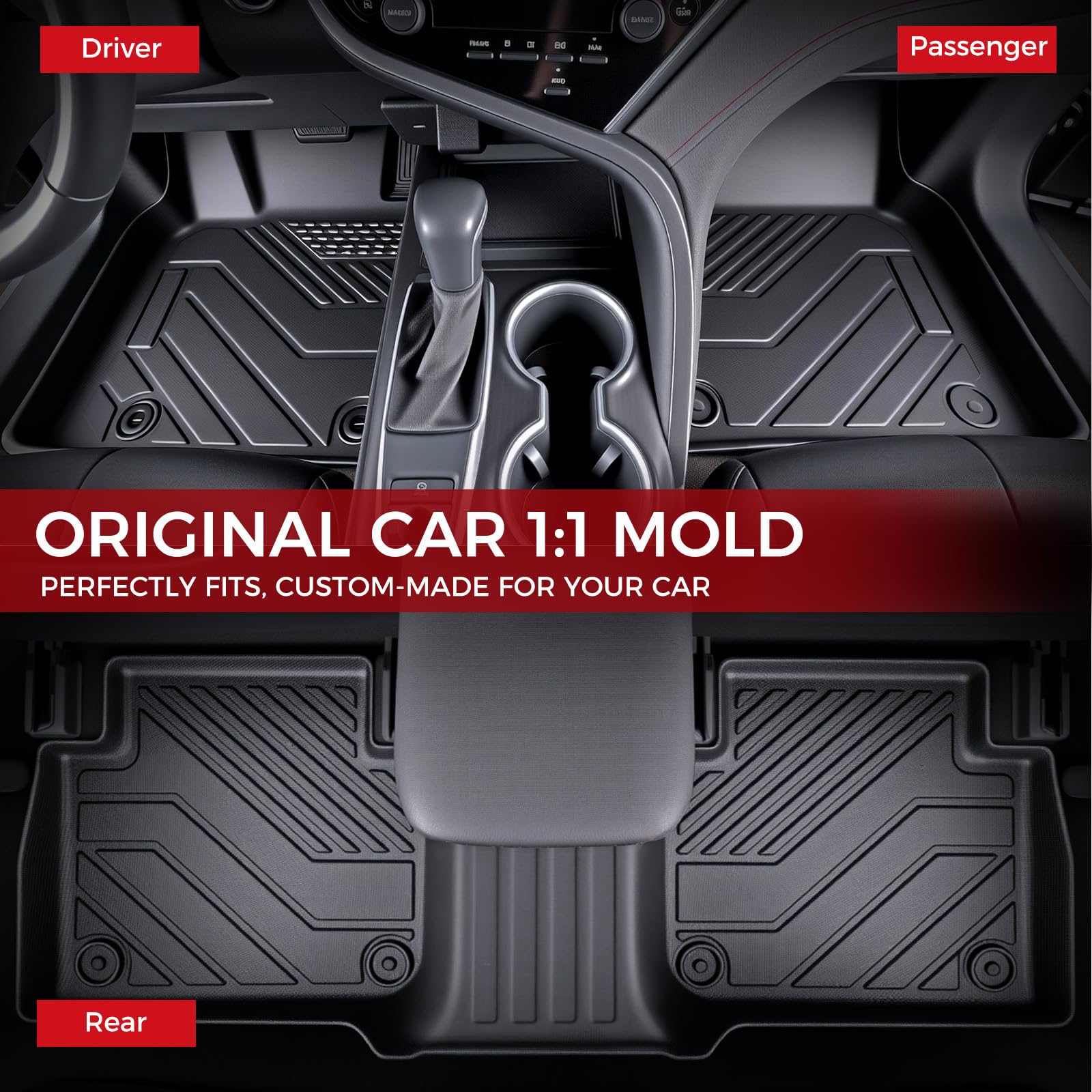 Car Floor Mats for Toyota Camry 2018-2024 Not for Hybrid TPE All Weather Protection Floor Liners Custom Fit — view 4