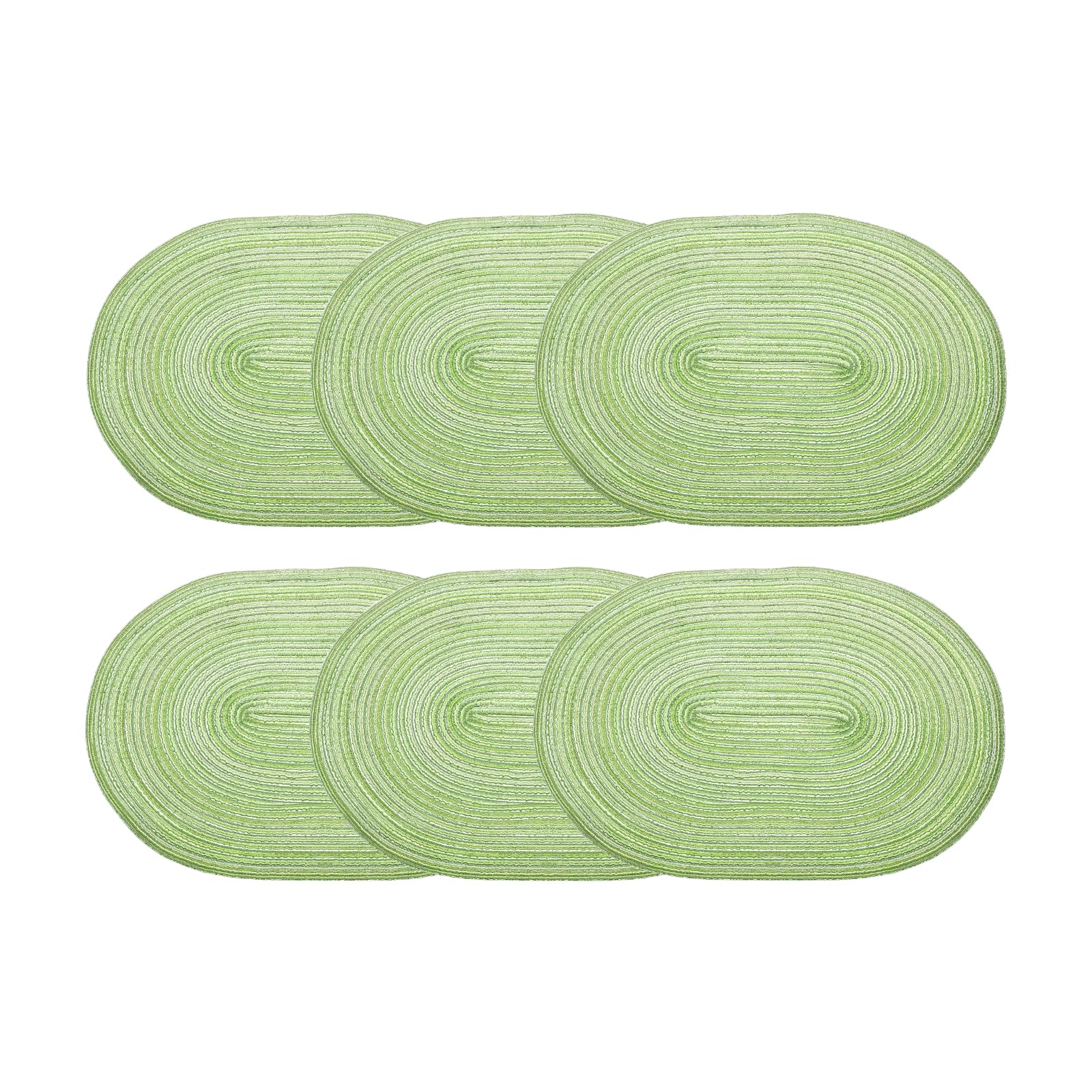 QUARKZMAN 6pcs Sets de 6 Sets de Table ovales tressés de 20 Pouces Vert | napperons ovales antidérapants pour tables à manger lavables, isolation thermique, napperons tissés intérieurs