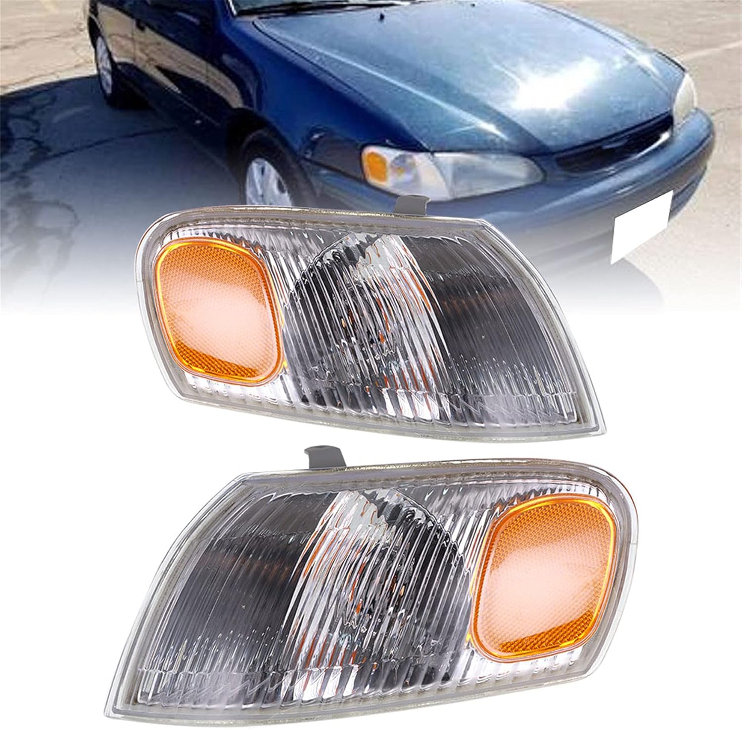 WFLNHB Park Signal Corner Marker Light Lamp Lens Right and Left Pair Set Replacement for Toyota Corolla1998 1999 2000 TO2520150 TO2521150 81510-02040 81520-02040