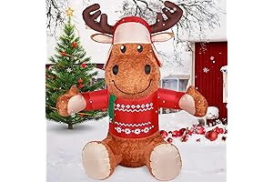Christmas Inflatable Outdoor Decorations, Giant Plush Reindeer Yard Decor