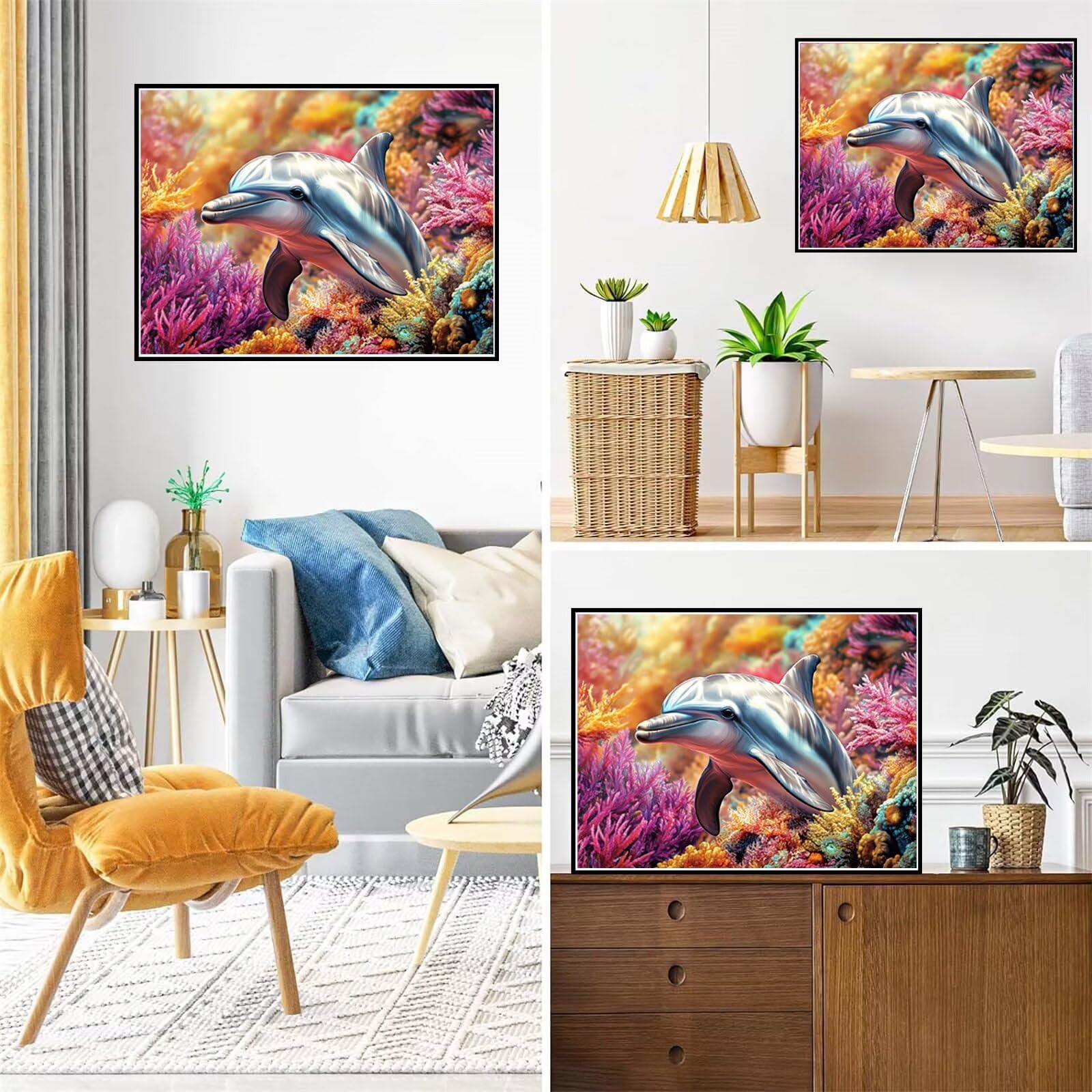 Diamond Painting Kit Completo Delfín, Pintura Diamante 90 x 130 cm, B-26