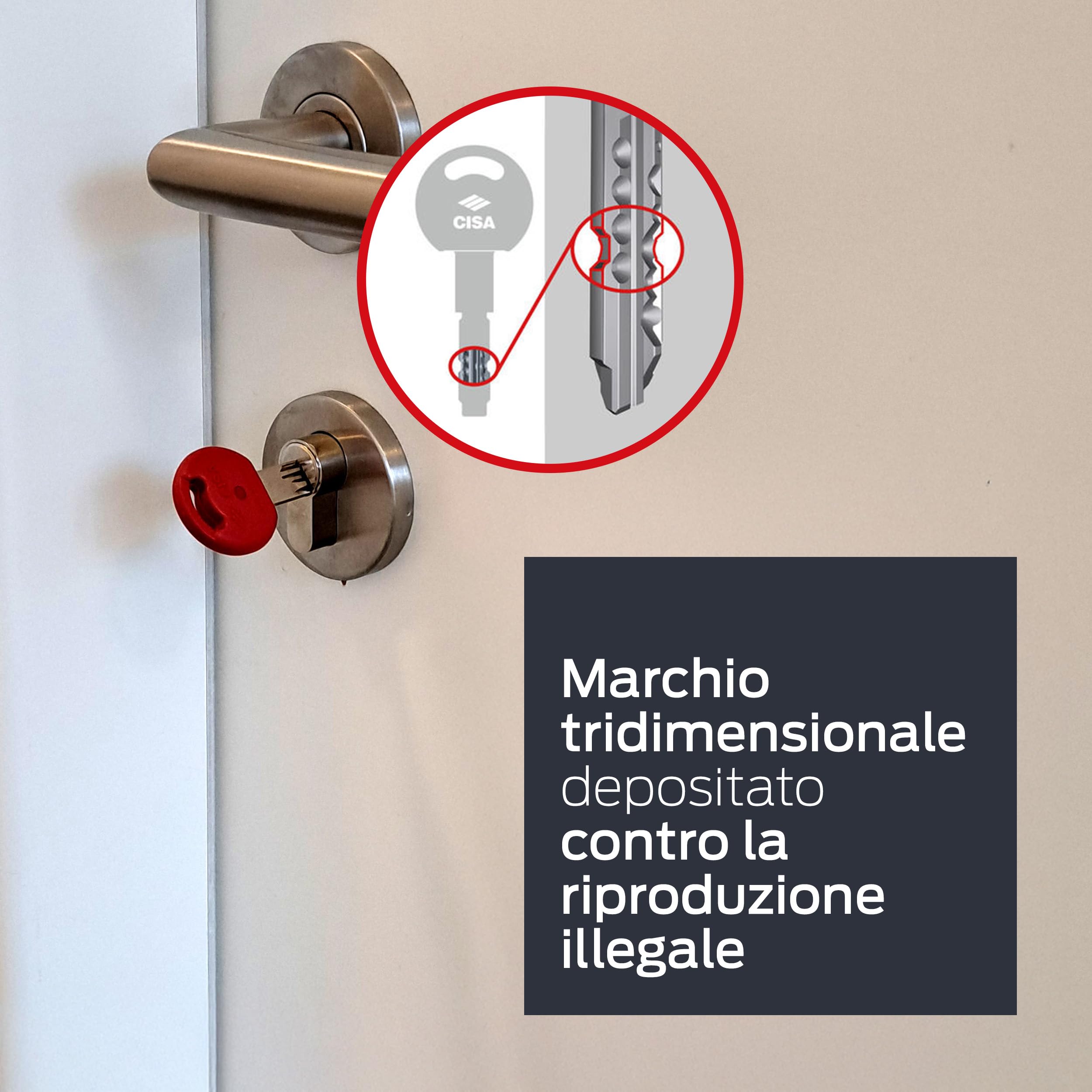 CISA - Cilindro Europeo Astral Tekno PRO 10M3T70701200C5 per Serratura Porta Blindata - Cilindro Europeo 30/30 con 5 Chiavi a Duplica Protetta - Predisposizione al Pomolo