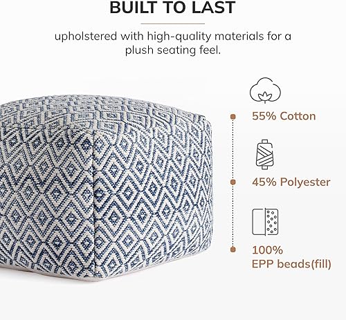 Miniatura 4 de Anji Mountain Puf otomano de 22 x 22 x 16 pulgadas, hecho a mano y hecho a mano, cómodo puf otomano para descansar los pies y decoración del hogar