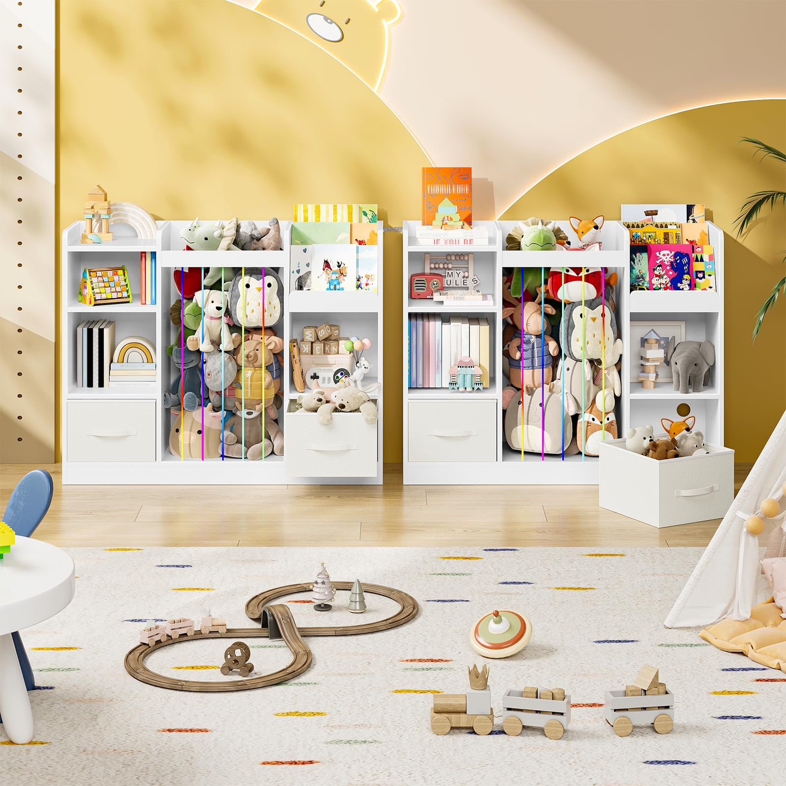 HOOBRO Scaffale per Giocattoli con Libreria e Porta Peluche Grande