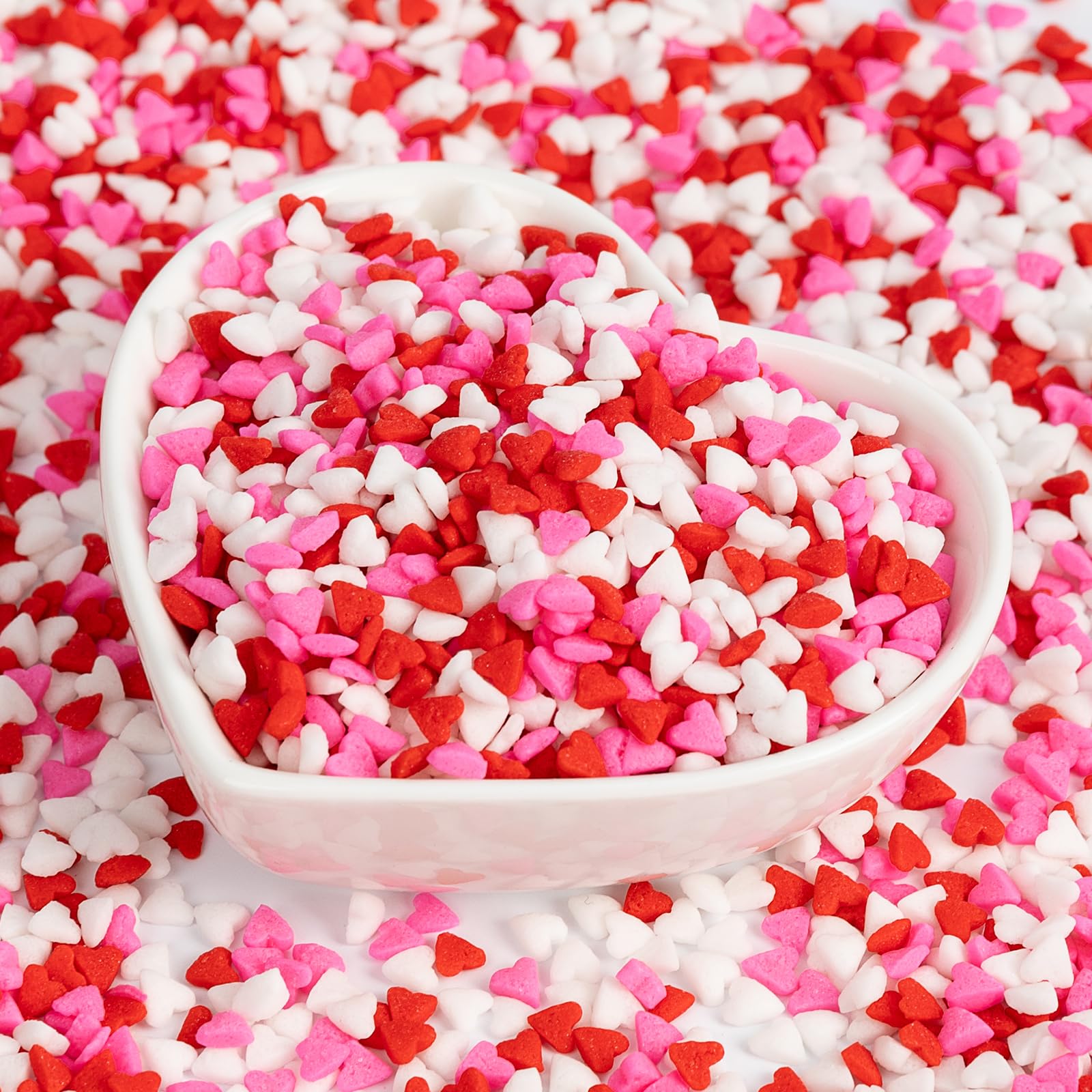 Heart Sprinkles Edible,Red Pink White Heart Shapes Mix ,Miniature Sugar Sprinkles for Decorations Baking,Cake Ice Cream Cookies Cupcake Toppe Chocolate,Birthday Wedding Valentines Christmas Supplie 100g/3.53oz