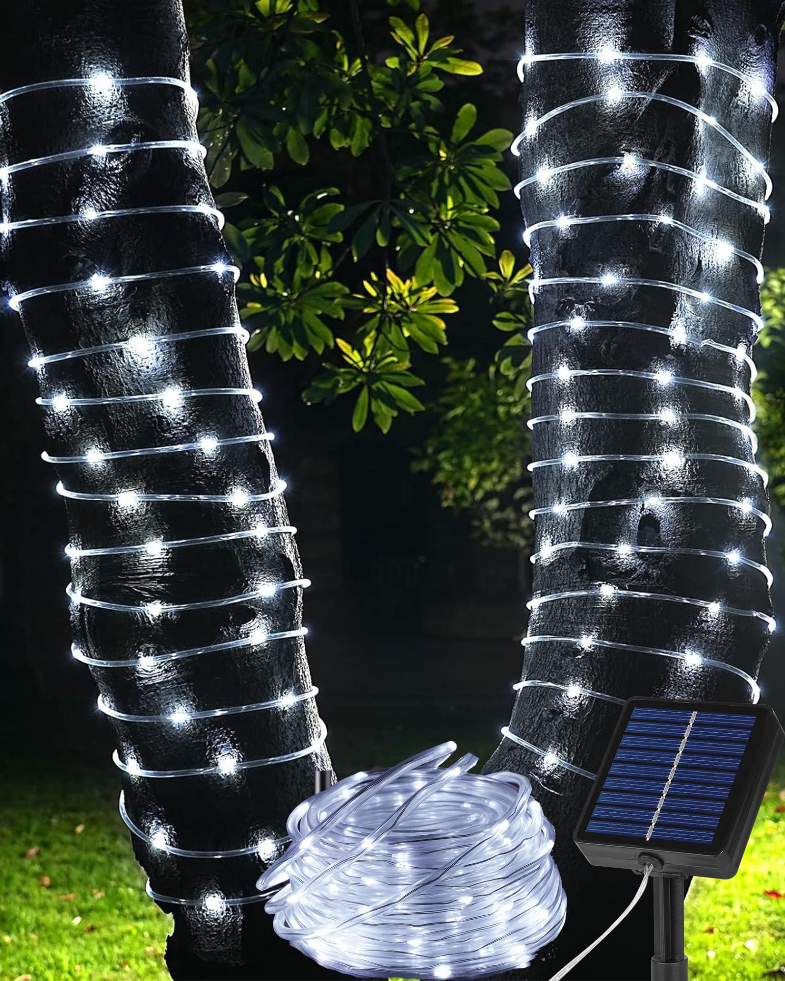 Tacobey Solar Lichtschlauch Lichterkette Außen, 10M 100 LED Solar Seilleuchten Aussen, 8 Modi, Wetterfest, Solarlichterkette für Outdoor Garten Balkon Deko