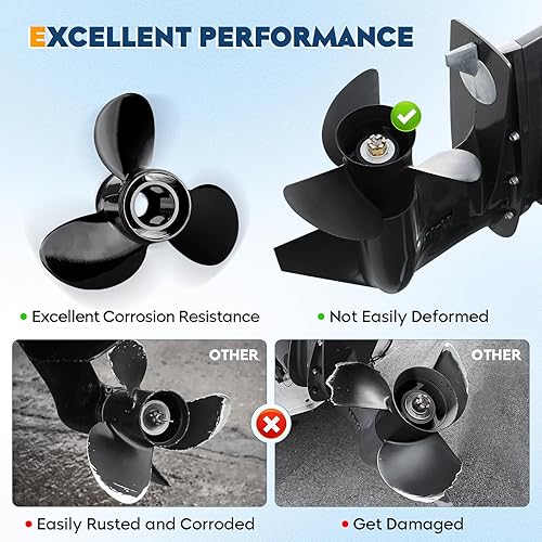 Miniatura 2 de Hélice fuera de borda para barco 14 12x19, 14.25x21, 14x19, 13 14x17, 13 34x15, 14x13, 13.4x15, 10 38 x13, 9x9 apto para motores Mercury 6-300HP, 4