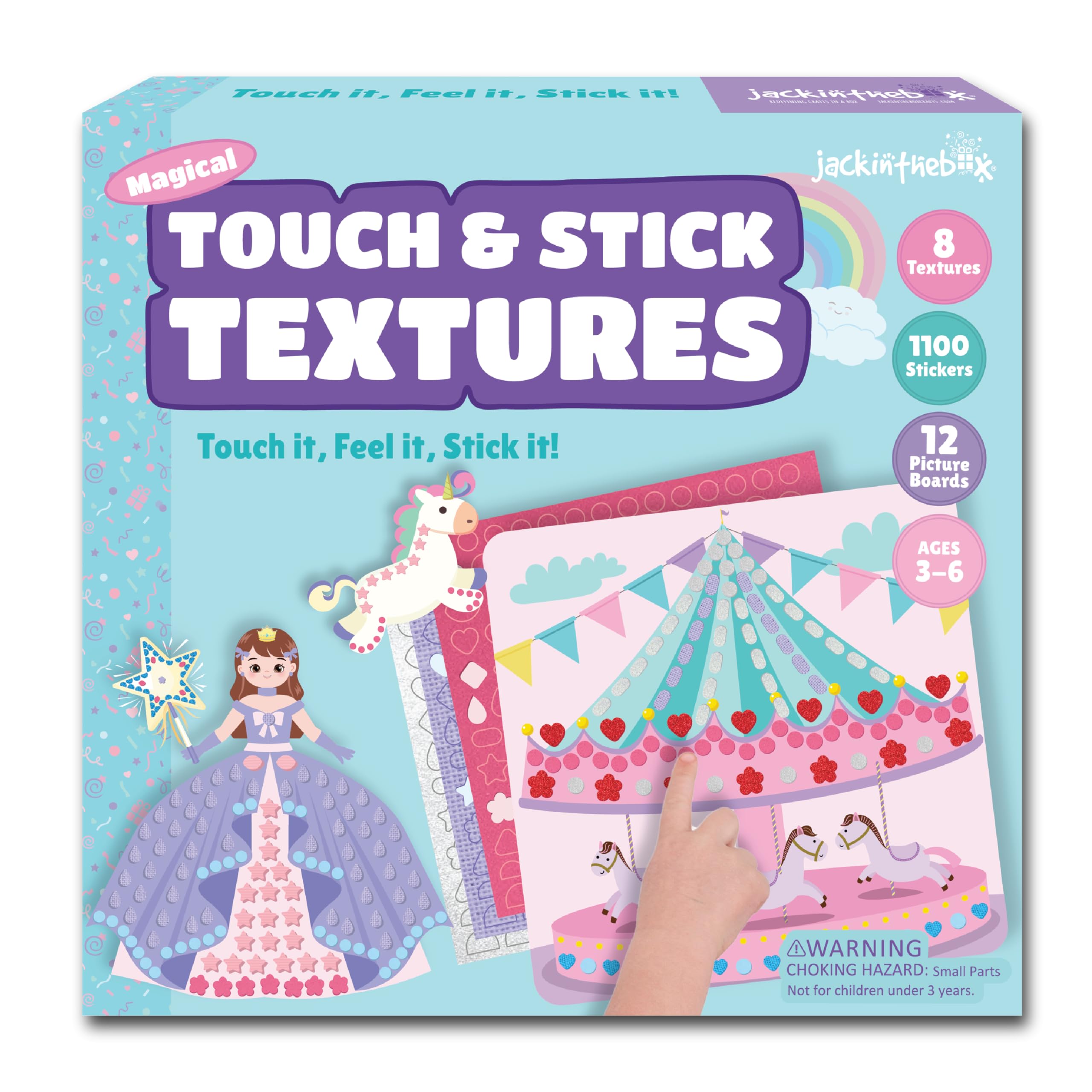 jackinthebox Sensory Craft Activity - Touch & Stick Textures - Magical, No Mess Sticker Craft for Kids, Craft Kits, Sensory DIY Activity, Gifts for Boys & Girls Ages 3, 4, 5, 6, Travel Toys