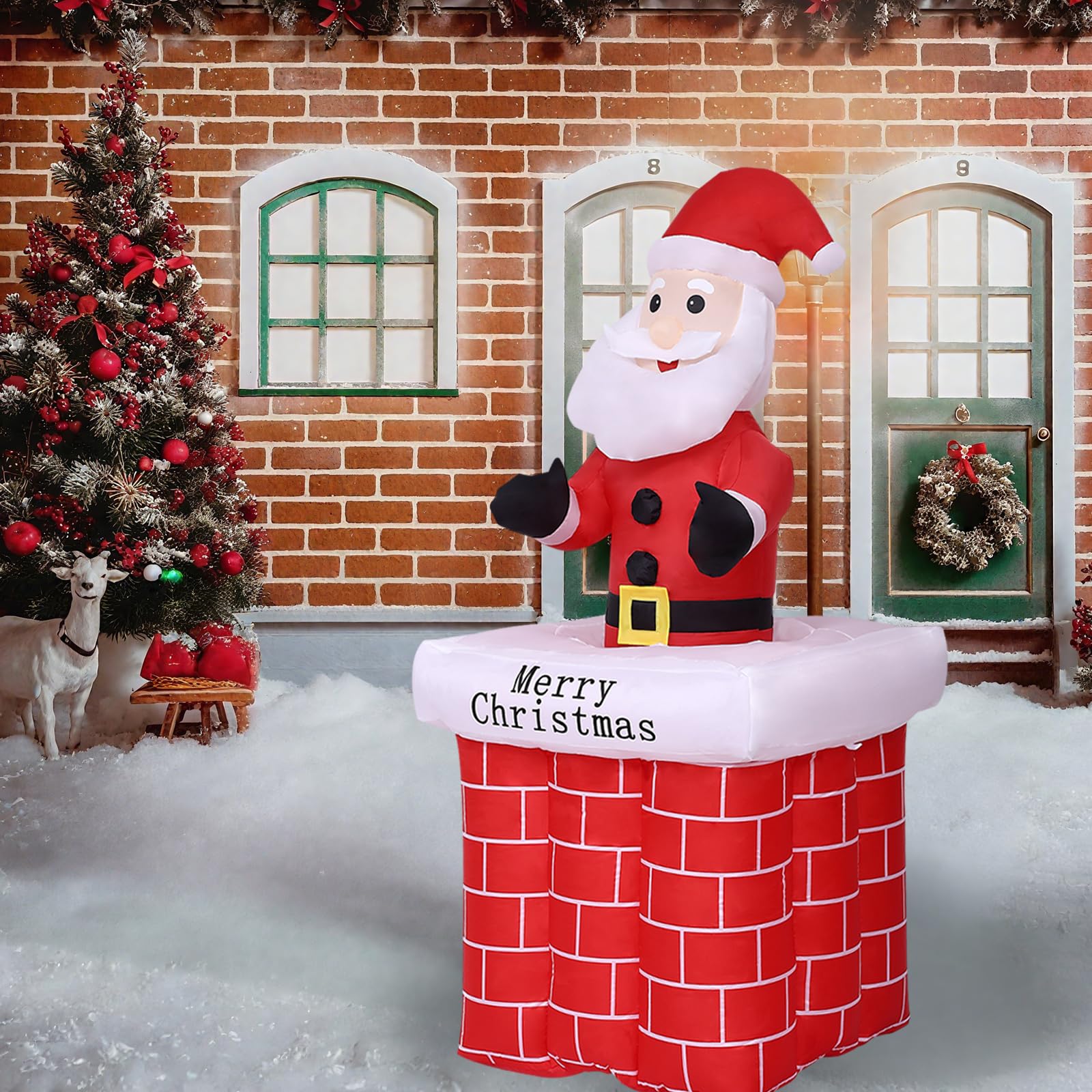 homewell Décorations Gonflables de Noël avec lumières LED, Grand Père Noël Gonflable pour l'Extérieur, Decoration Noel Exterieur, pour Jardin pelouse Porche fête de Noel