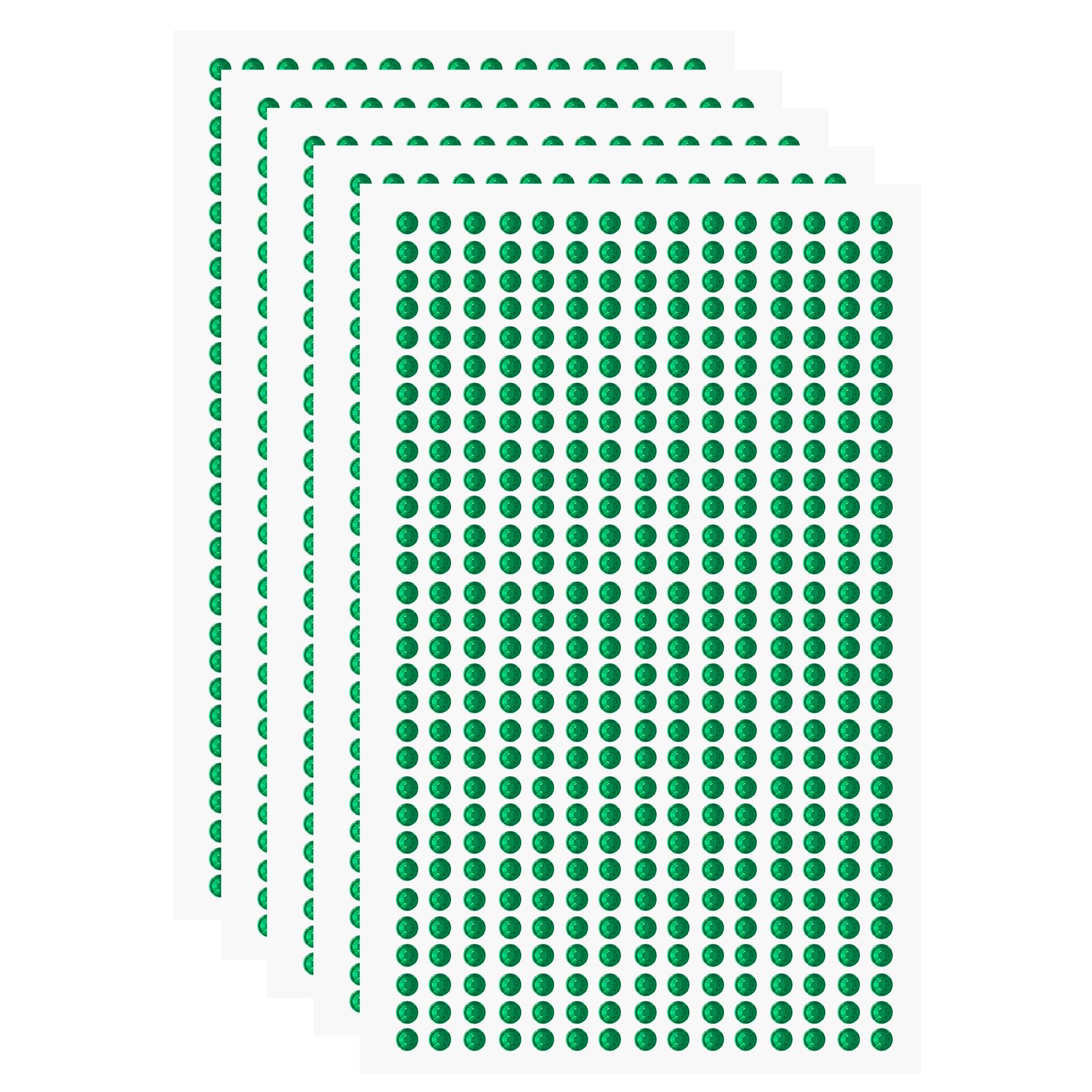 sourcing map 5 Sheet/2250pcs Rhinestone Adhesive Stickers Self Adhesive Acrylic Gem Sticker 3mm Plastic Face Bling Gem Stones Jewel for Nail Art Craft Clothes DIY Makeup Decoration, Dark Green