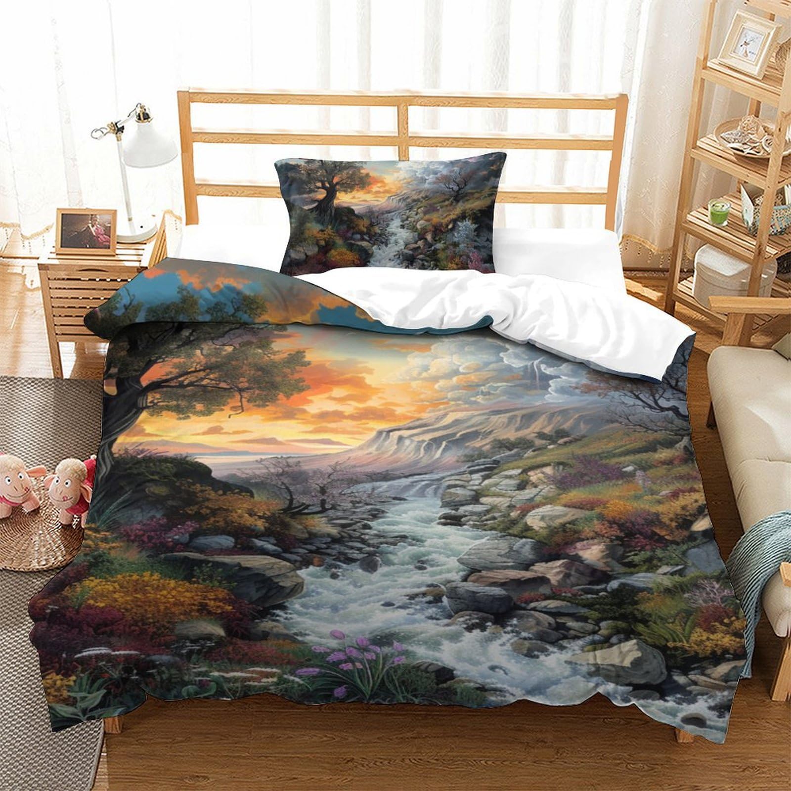 Parure de lit 2 pièces en microfibre 135x200 cm avec fermeture éclair pour enfant