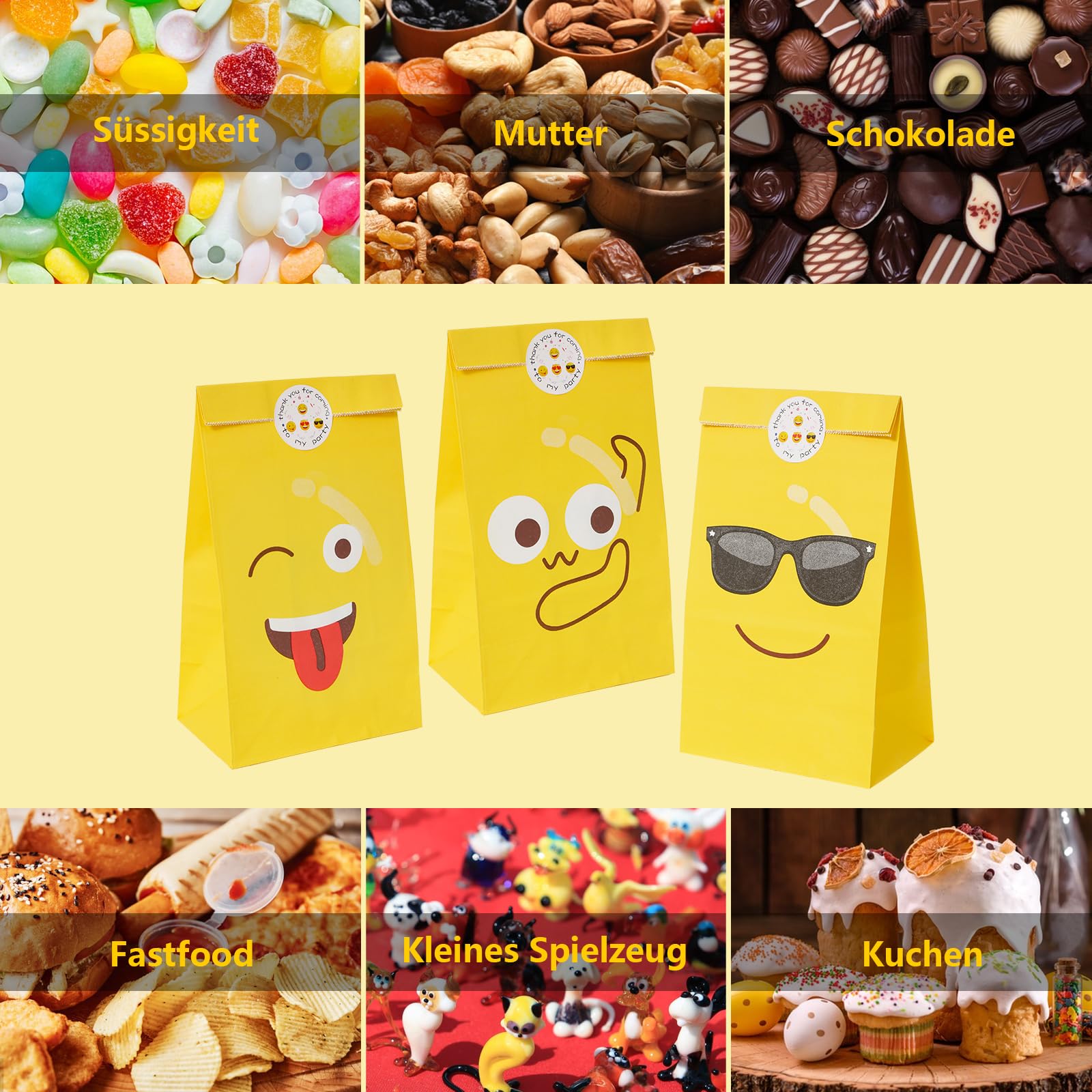 Lot De 24 Sacs En Papier Colorés Avec 24 Autocollants