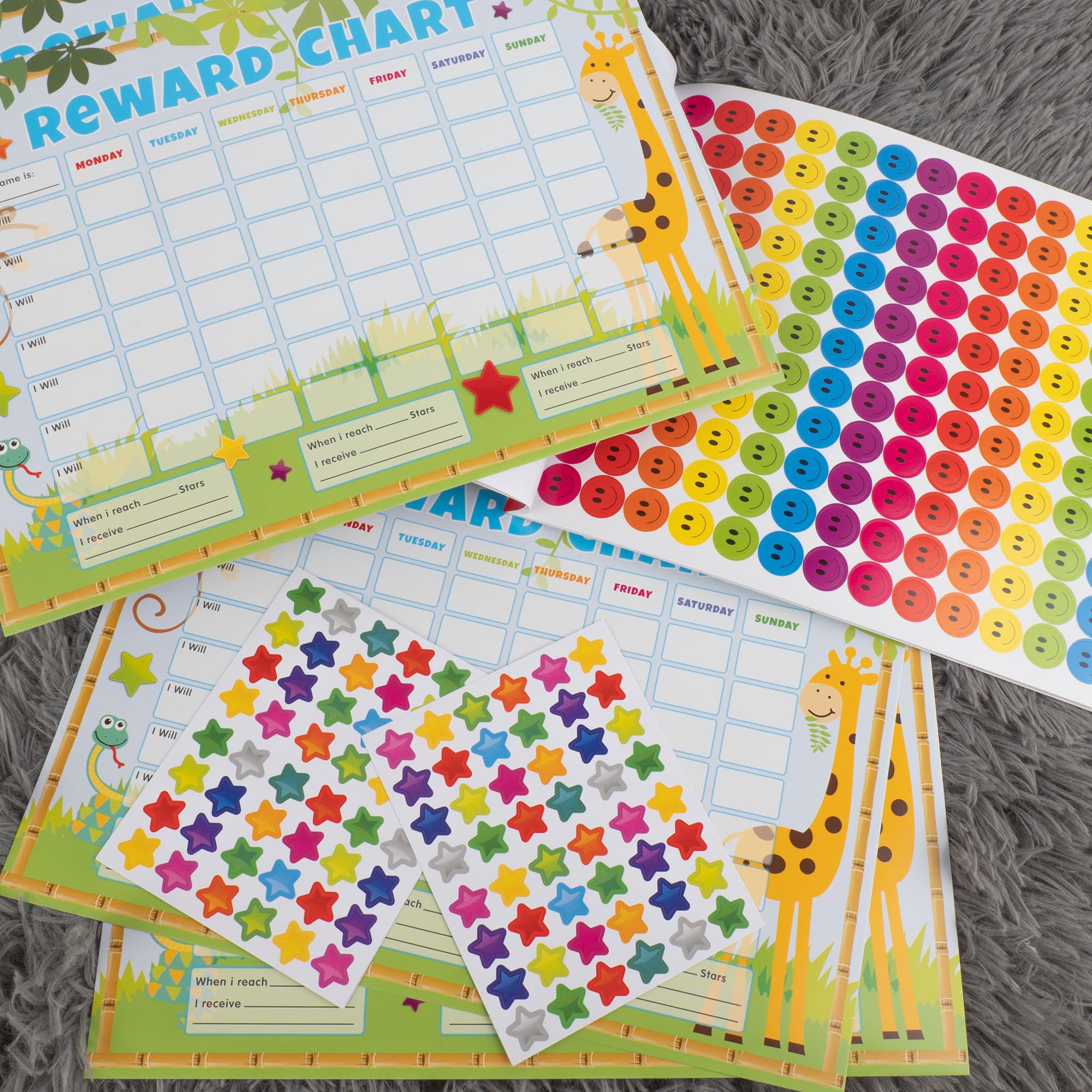 6 Reward Charts and 100+ Stickers - Reward Charts for Children Behaviour, Potty Training Stickers for Girls and Boys, Customisable, Educational and Rewards Good Behaviour - Image 4