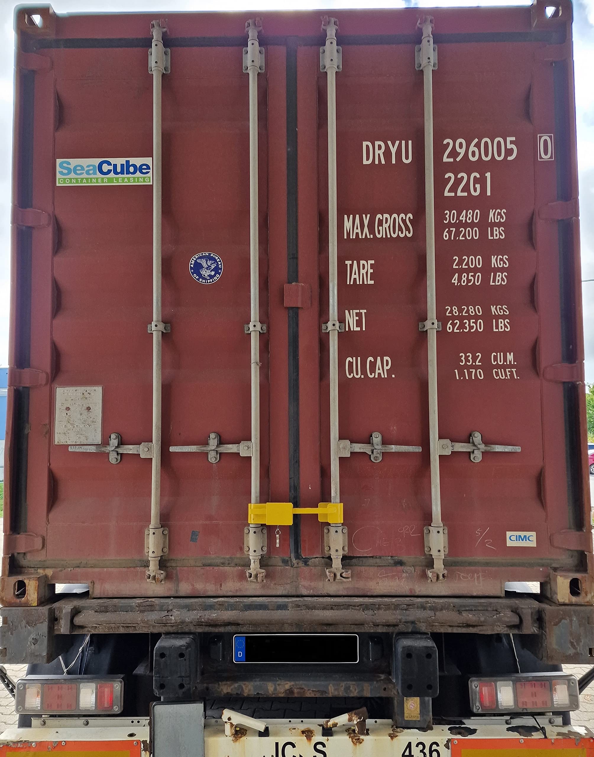 IWH Containerschloss aus gehärtetem Stahl | 019801 |Diebstahlschutz | inkl. 4 Schlüssel | Türstangenabstände von 22 cm bis 41 cm