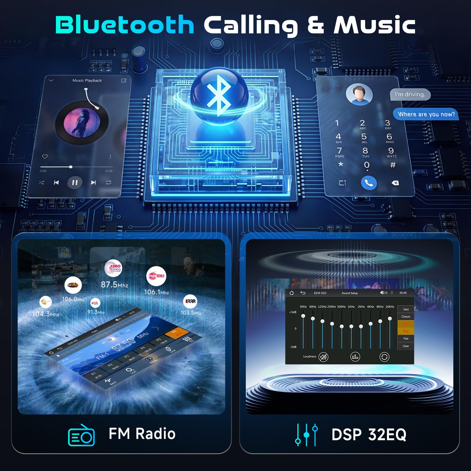 Hodozzy Autoradio 1 Din avec CarPlay Android Auto sans Fil, Poste Radio Voiture 1 Din écran Tactile 7 Pouces avec Bluetooth, Mirror Link, Stéréo FM, Universel MP5 EQ Type-C/USB/AUX, Caméra Recul