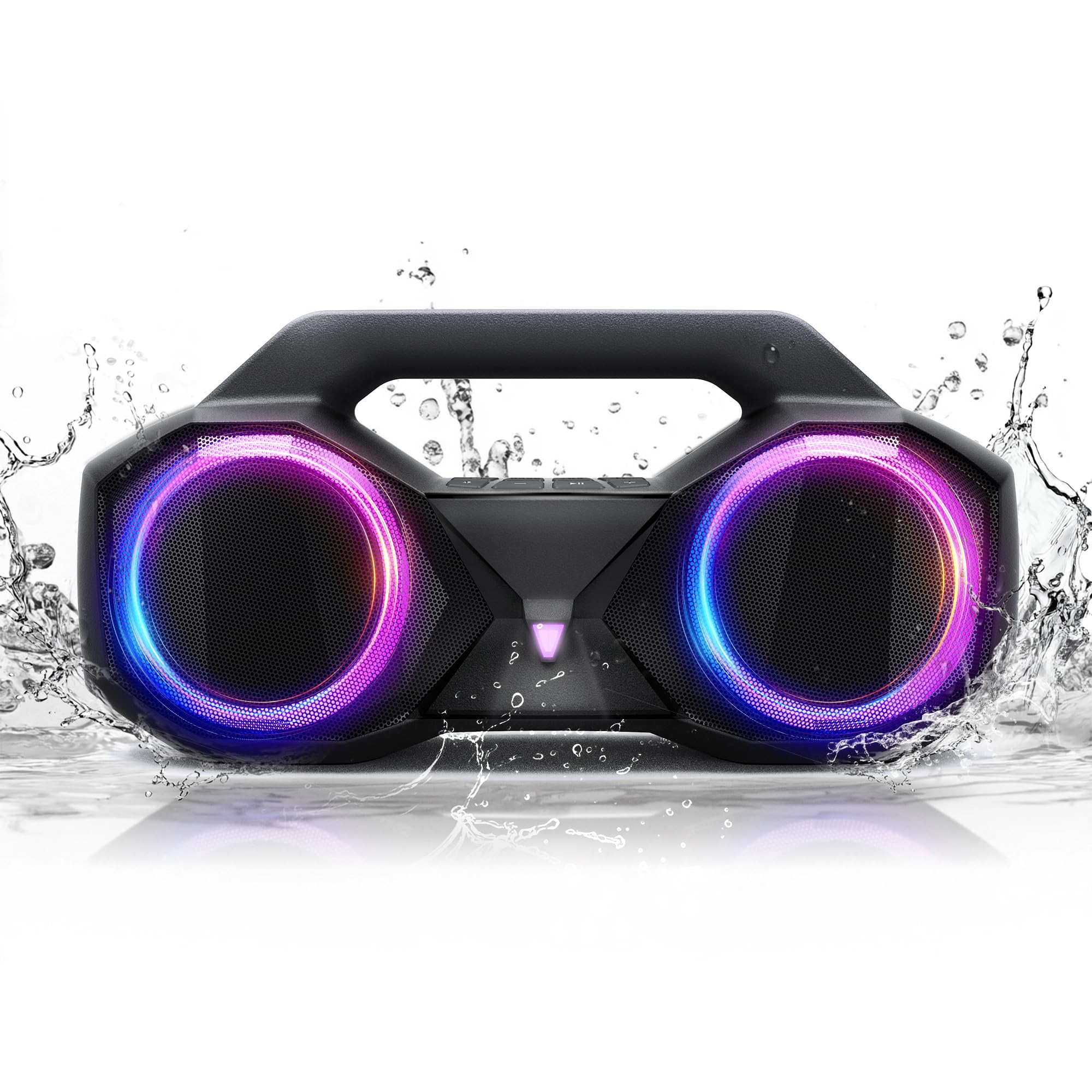Bluetooth Speaker 80W(Peak)Loud with Bass, 20H Playtime, IPX7 Waterproof, RGB Lights, TWS, Large Portable Wireless Speakers for Outdoor, Home, Party,