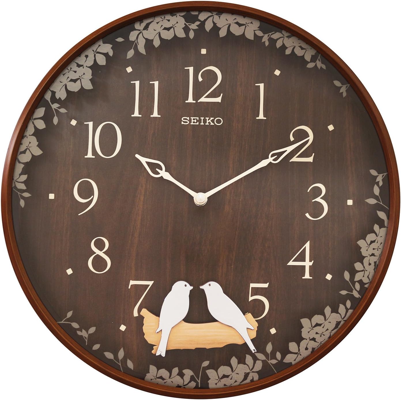 Seiko Swinging Bird Pendulum Wall Clock with Wood Effect Case, Brown, 10.2 x 37.8 x 37.8 cm