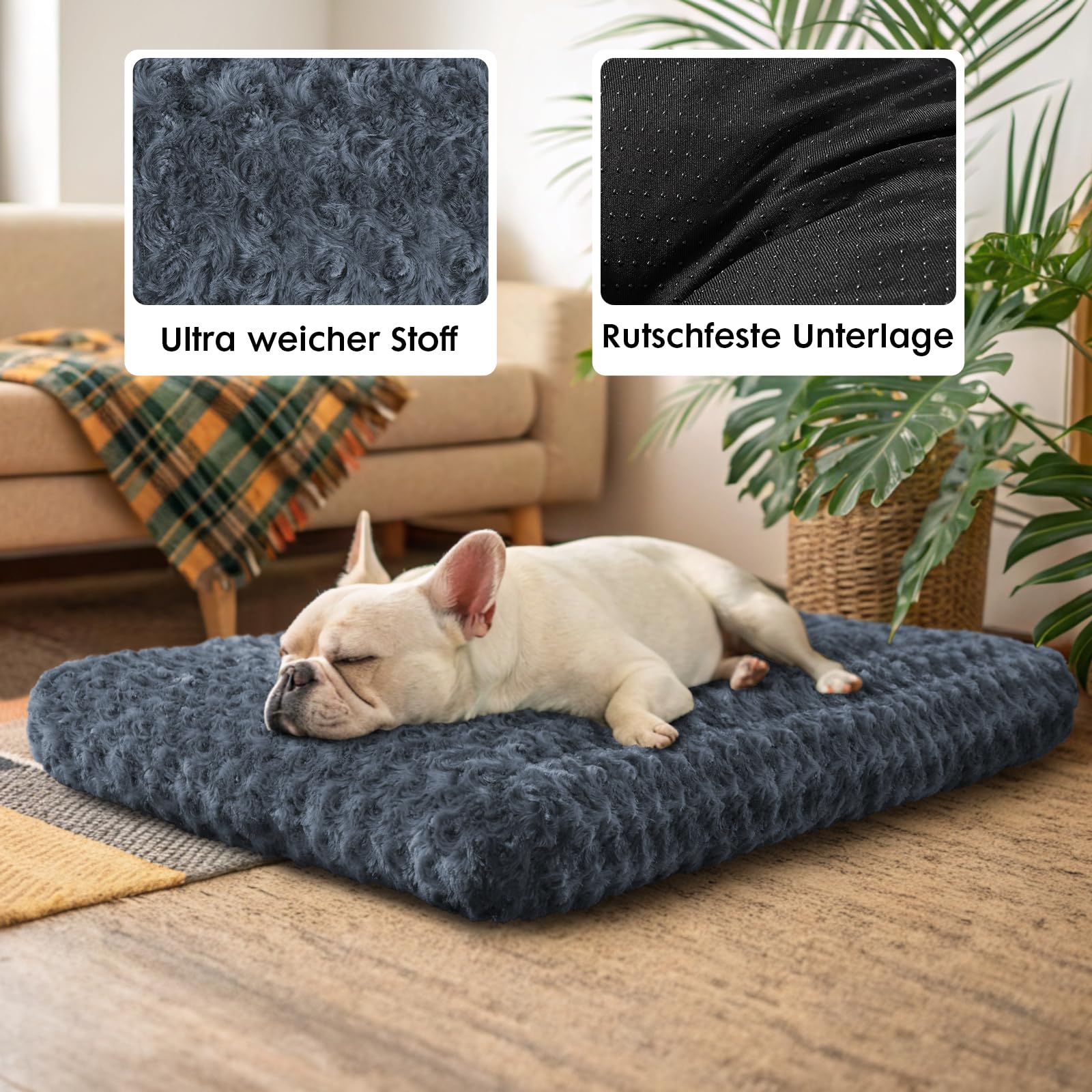 Homaxy Lit pour chien de grande taille - Coussin orthopédique moelleux - Lavable - Avec dessous antidérapant - Pour grands chiens - 135 x 92 x 10 cm - Gris foncé