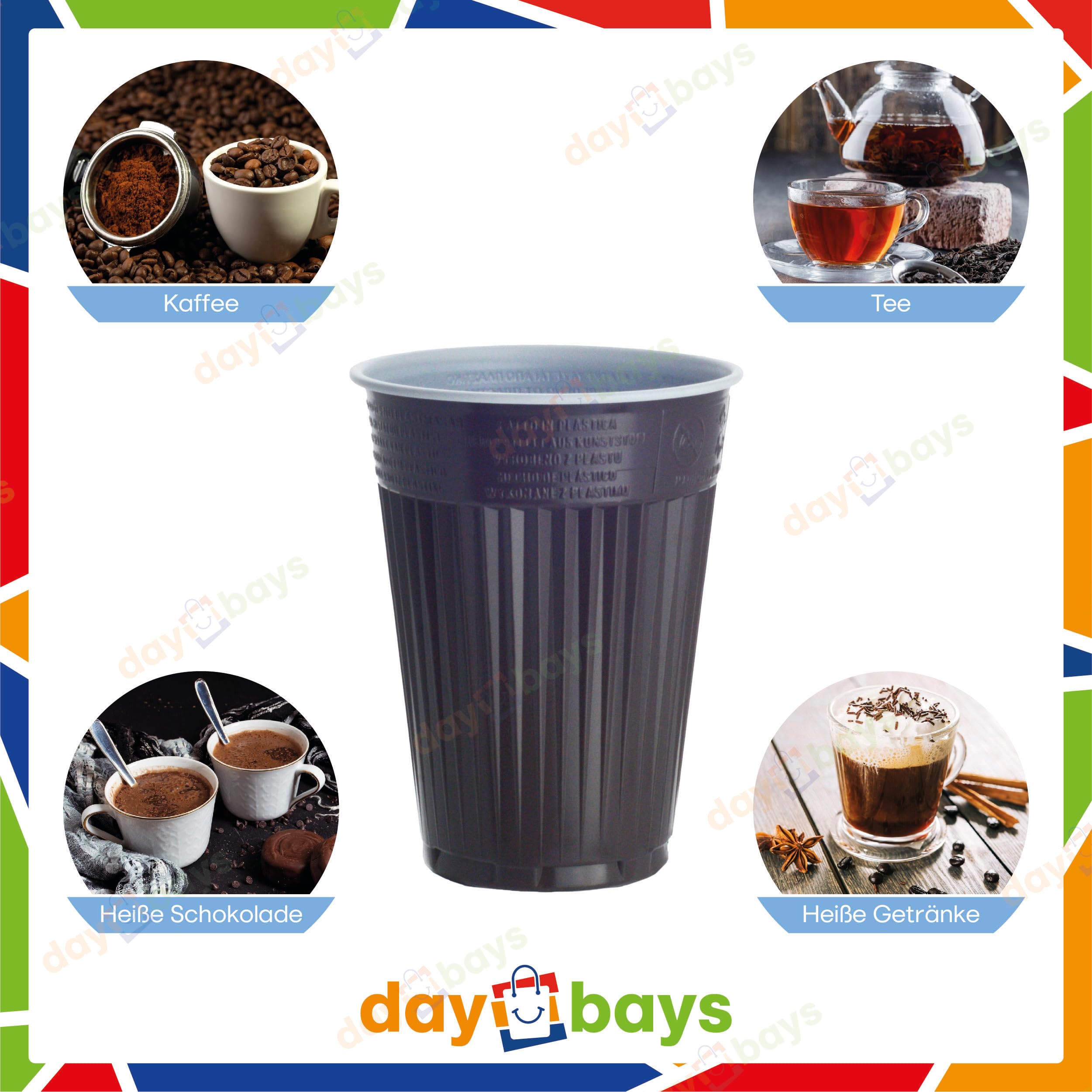 Einweg Thermobecher Braun-Weiß 180ml 6000 Stk., Automatenbecher, Plastik Kaffeebecher, Einwegthermobecher 0,18l, Heißgetränkbecher Automatengängig (6000)