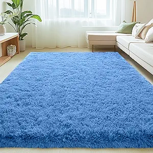6x9 Rugs for Living Room, Blue Large Fluffy Area Rugs for Bedroom, Soft Carpet Shag Kids Room Rug, Non-Slip Fuzzy Rugs Indoor (Blue, 6ft x 9ft)