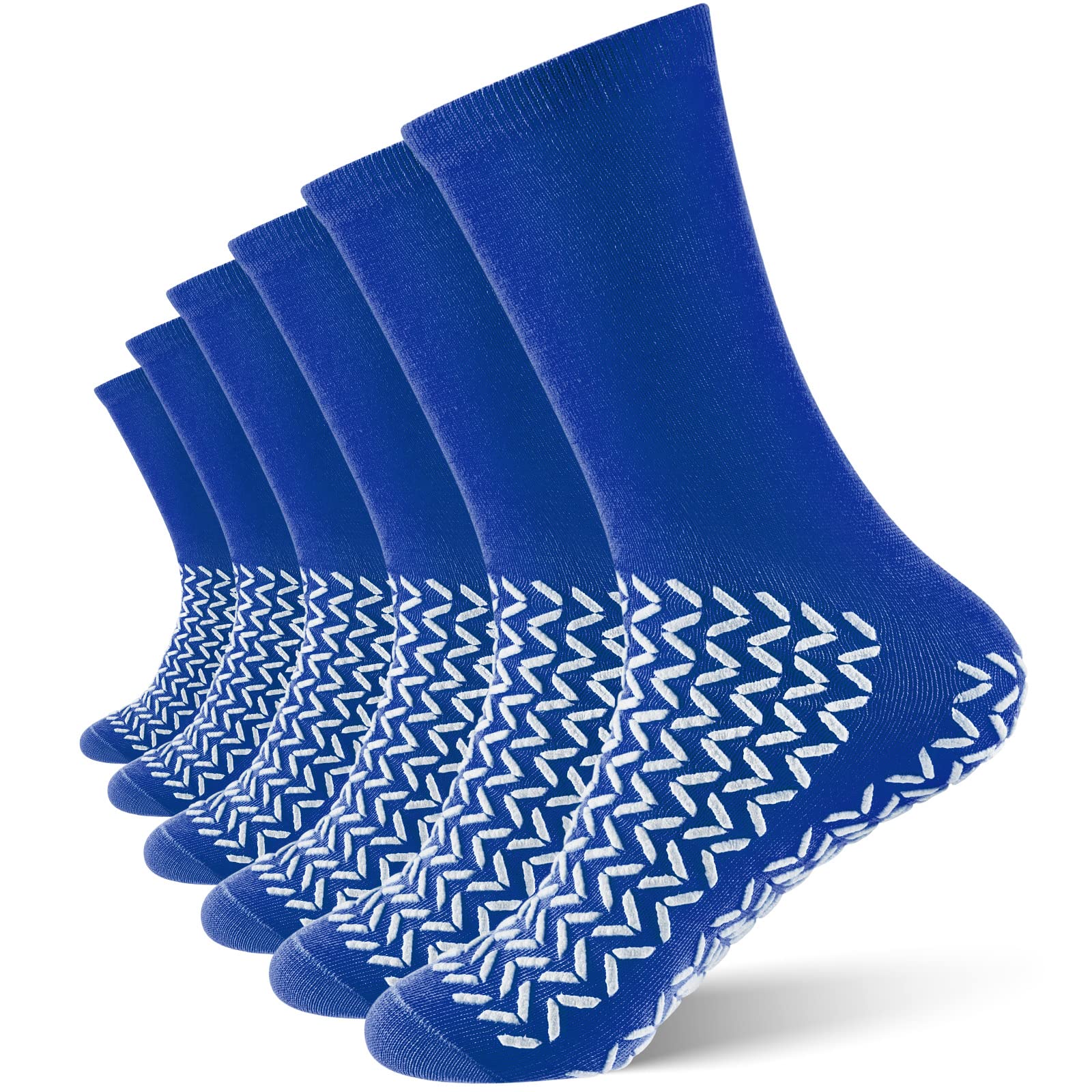 Taiyin 6 Paar doppelseitige Laufflächensocken Krankenhaussocken Rutschstopp Sicherheit Sturzprävention für bariatrische, Blau, X-Large