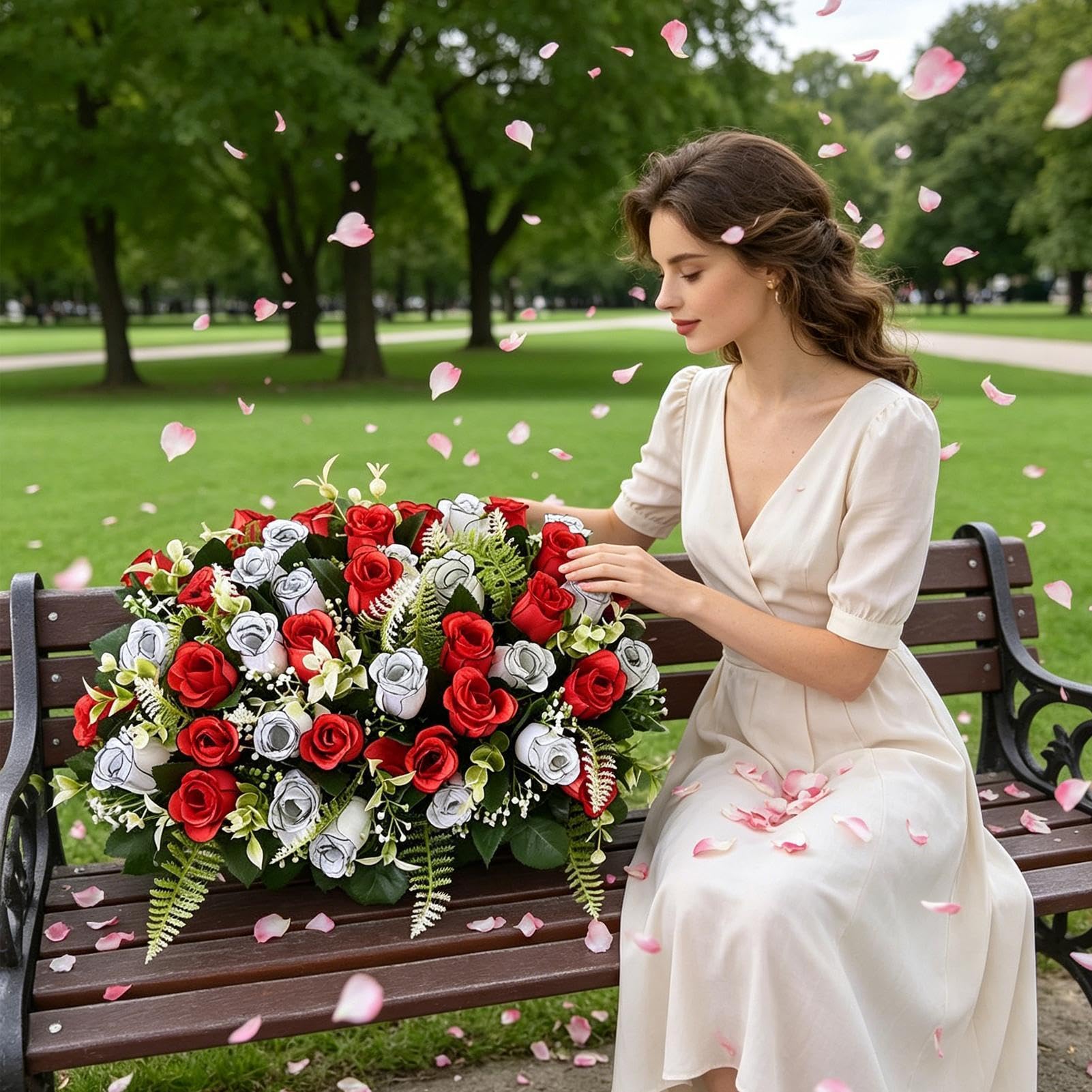 Générique Fleurs De Cimetière Rose Artificielle Réaliste Imperméable