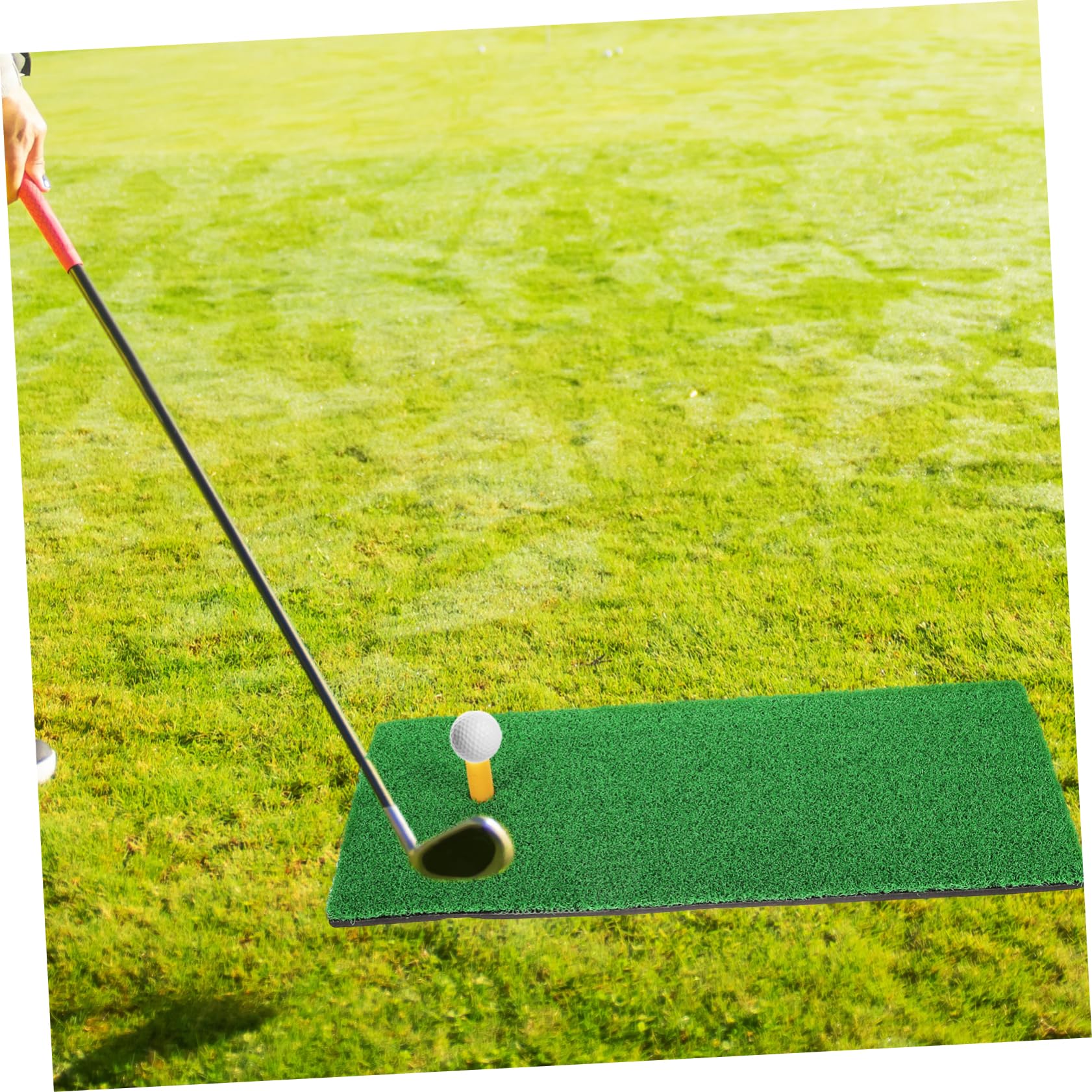 VANZACK 1 Set Professional Golf Turf Mat Compact for Practice Lightweight Golf Hitting Aid for Beginners Pros Artificial Grass with Tee Included