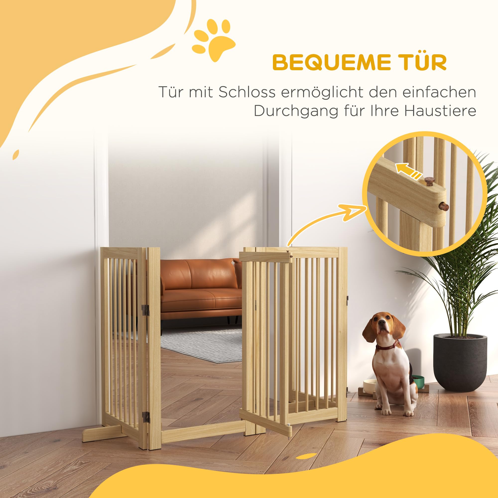 PawHut Griglia di Protezione Cane Autoportante 220 x 91 cm Legno