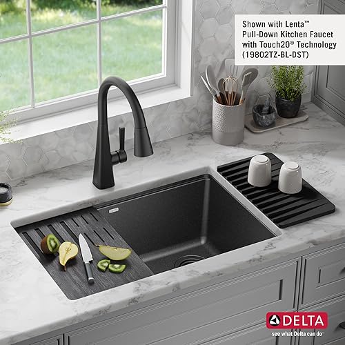 Miniatura 4 de DELTA FAUCET DELTA Everest 75B933-30S-BL - Fregadero de cocina compuesto de granito de 30 pulgadas con reborde de flujo de trabajo y accesorios en