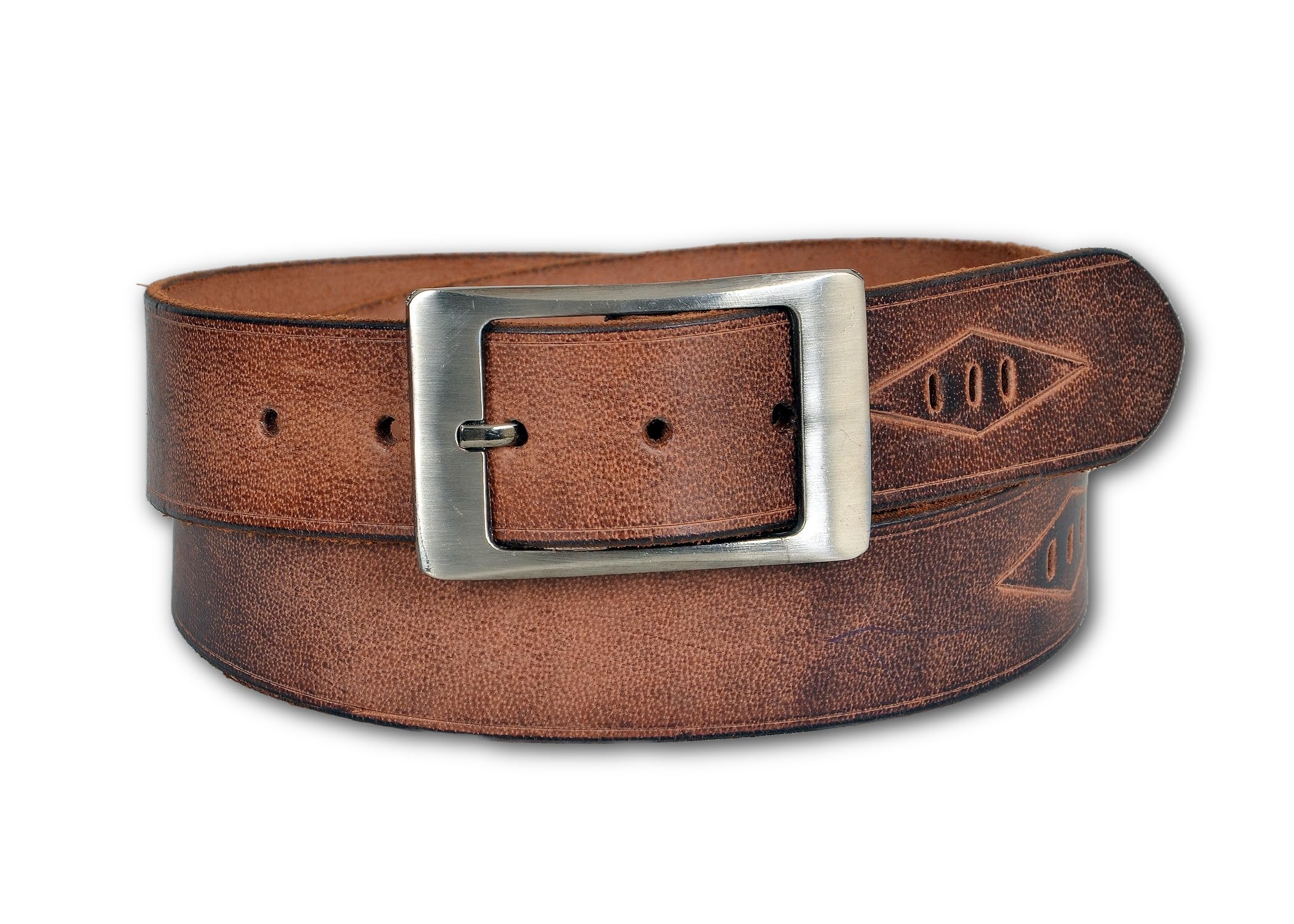 Mens Genuine Leather Belt with Classic Buckle Adjustable Waist Strap