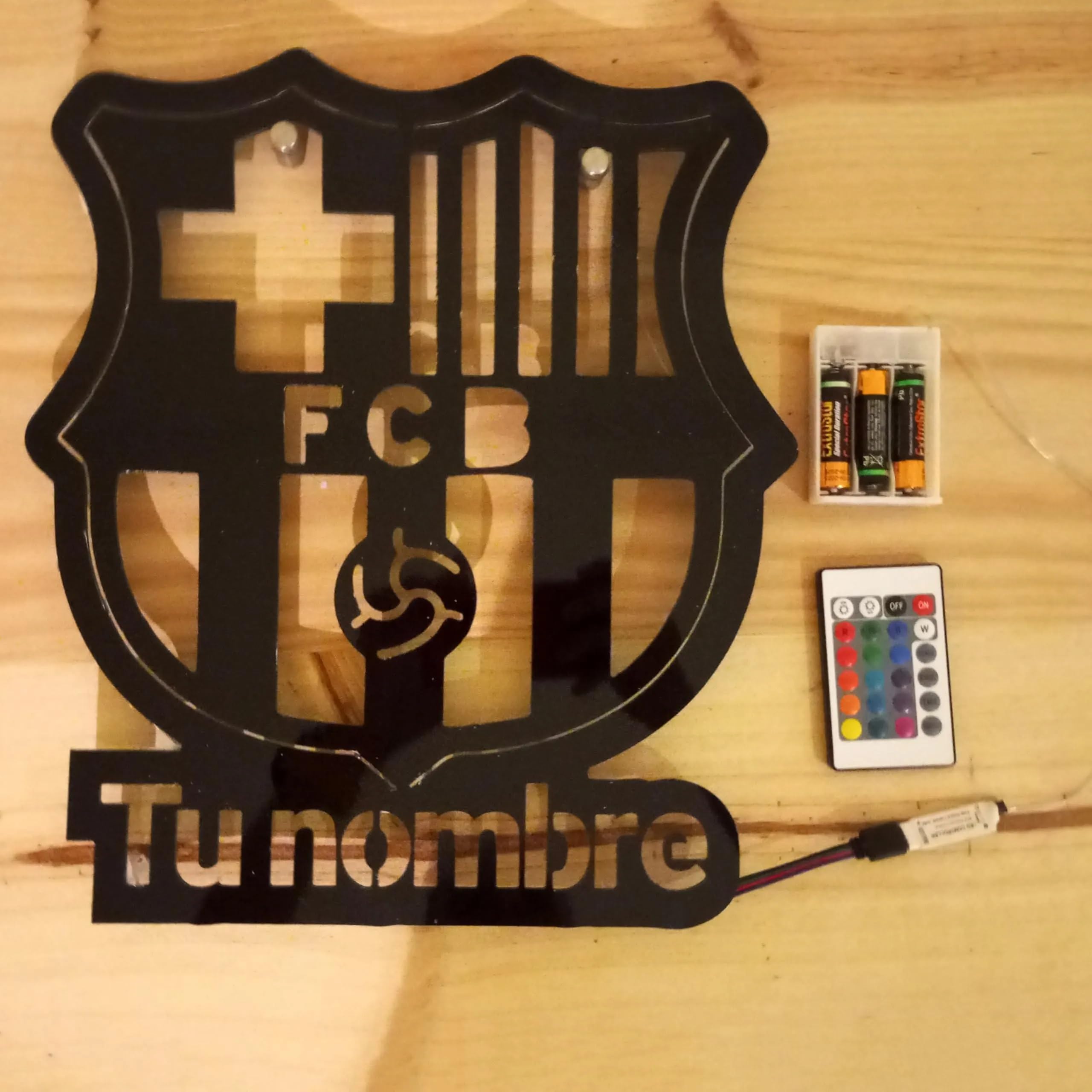 Letrero neon led escudo personalizado Barcelona regalos iluminado para colgar en la pared habitación de fútbol