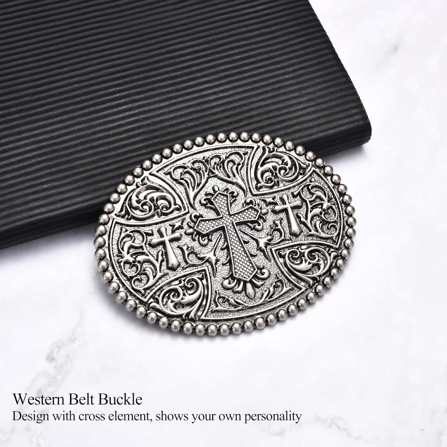Western Belt Buckles for Men, Vintage Rodeo Cowboy Belt Buckle, Religious Cross Faith Belt Buckle Gifts for Women Men - Image 6