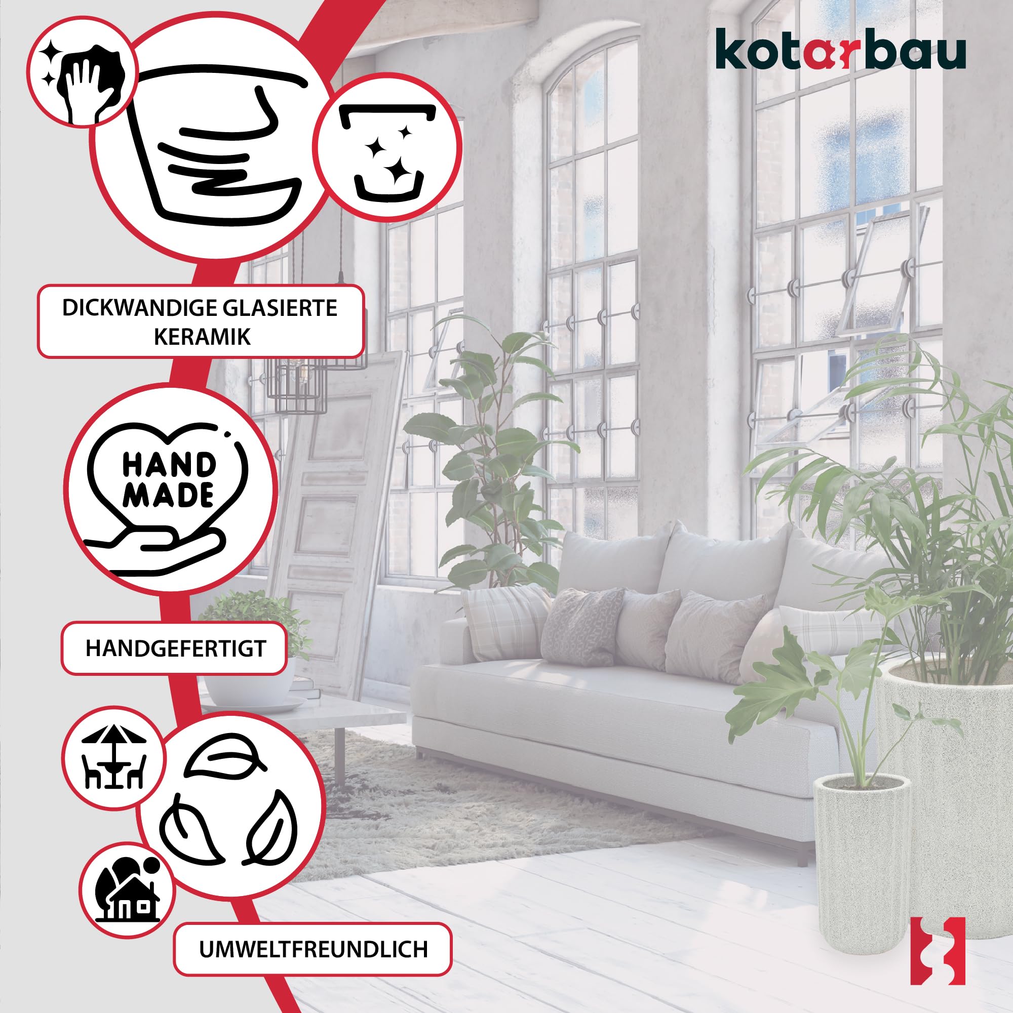 KOTARBAU® Set di 3 vasi da fiori in ceramica, diametro 19 cm, altezza: 41 cm, diametro: 25 cm, altezza: 44 cm, diametro: 31 cm, altezza: 47 cm, verde oliva, fiori in ceramica, per Zimmerp