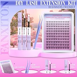 Wispy Natural Eyelash Clusters Kit 8-16mm D Lash Clusters DIY Lash Extension Kit Thin Lash Band with Bond and Seal, Tweezers Lash Clusters Kit
