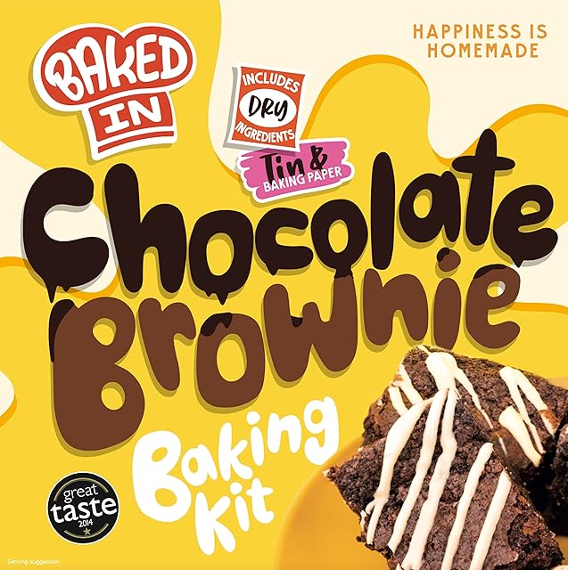 Bakedin Double Chocolate Brownie Kit All The Dry Ingredients Foil Baking Tin and Paper, 475 gram
