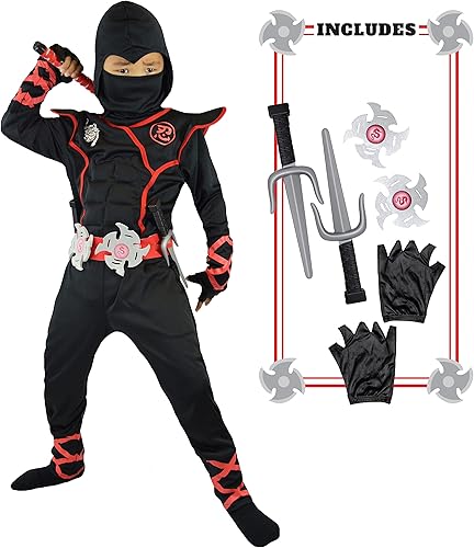 Spooktacular Creations niños disfraz de ninja de lujo para niños con Dagas y estrellas para lanzar