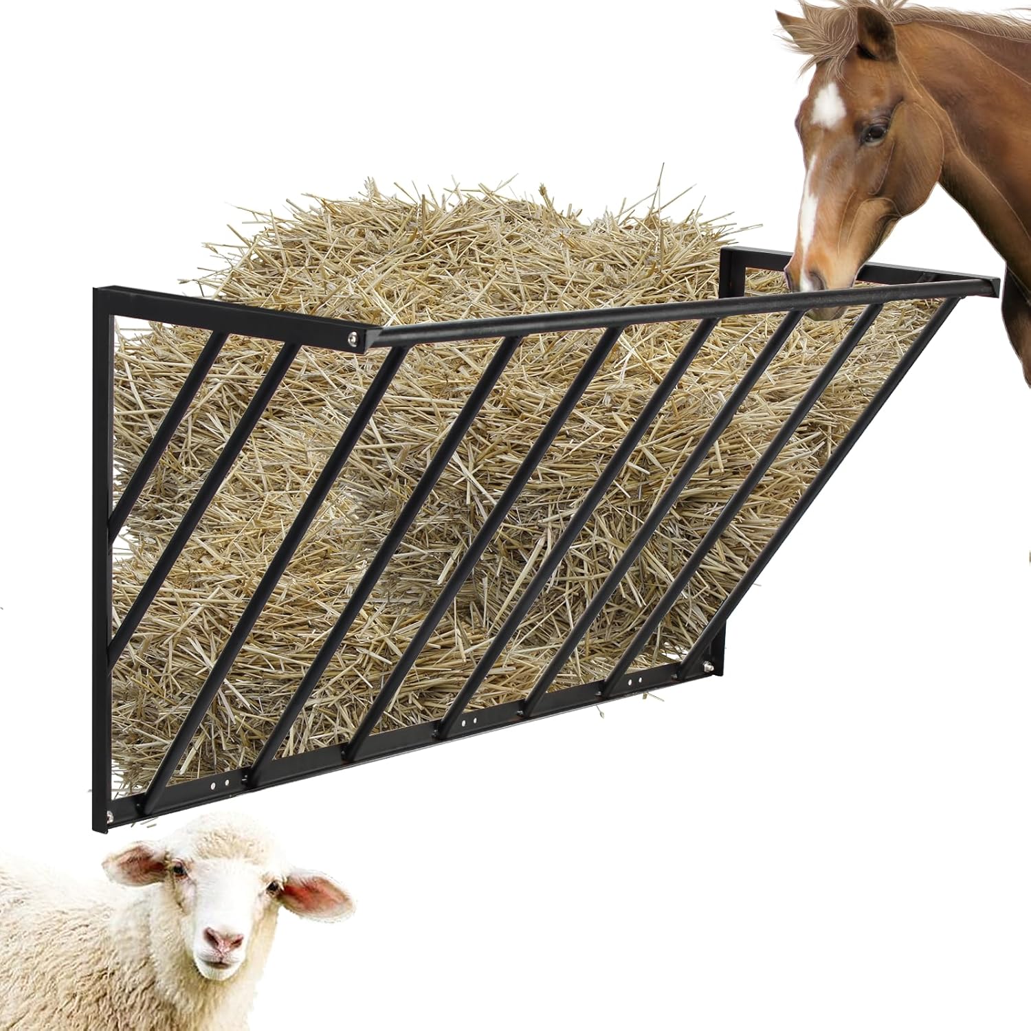 Hay Feeder Blanket Holder,40.55''W x 22.44''H x 15.74''D Wall Hay Rack,Metal Hay Feeder for Horses,Goats,Sheep Farm Indoor and Outdoor Use