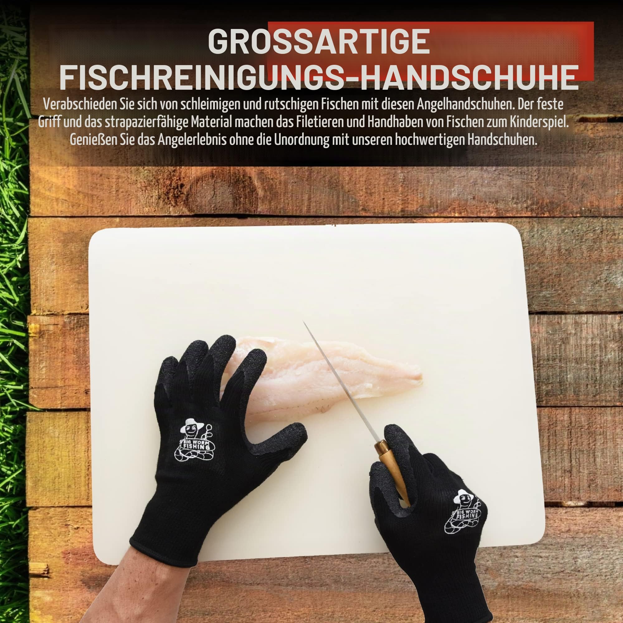 Angelhandschuhe Fischhandschuh zum Angeln strukturierter Griff für die Handfläche und Fischreinigung weiches Futter FischfiletHandschuhe Einheitsgröße passt den meisten L bis XL Angelhandschuhen